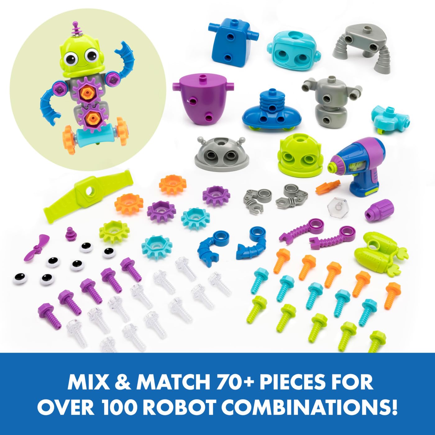 Learning Resources Design & Drill Robot Workshop - Building Set for Kids 3+ 5