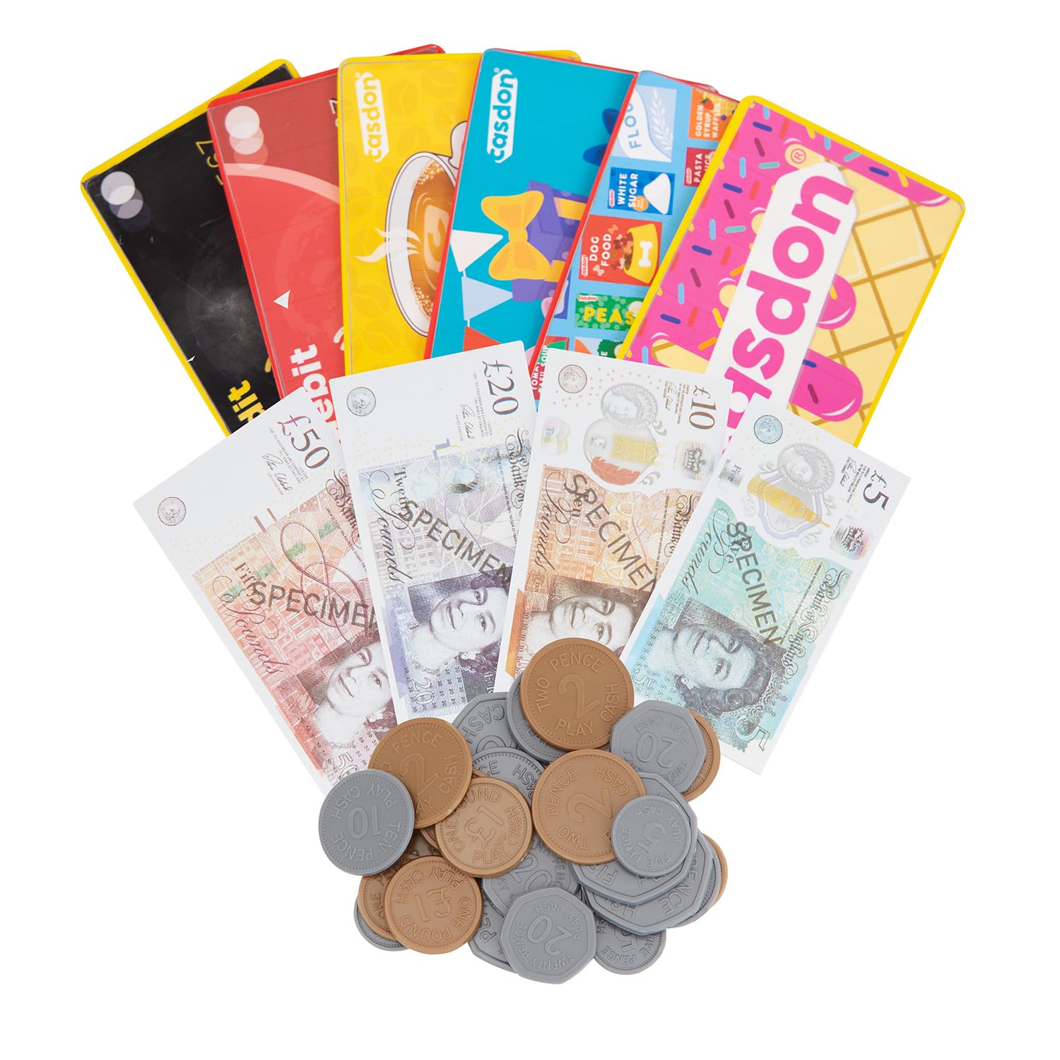 Casdon Pretend Play Card & Money Set (£) - 100+ Piece Financial Toy Kit for Kids 1