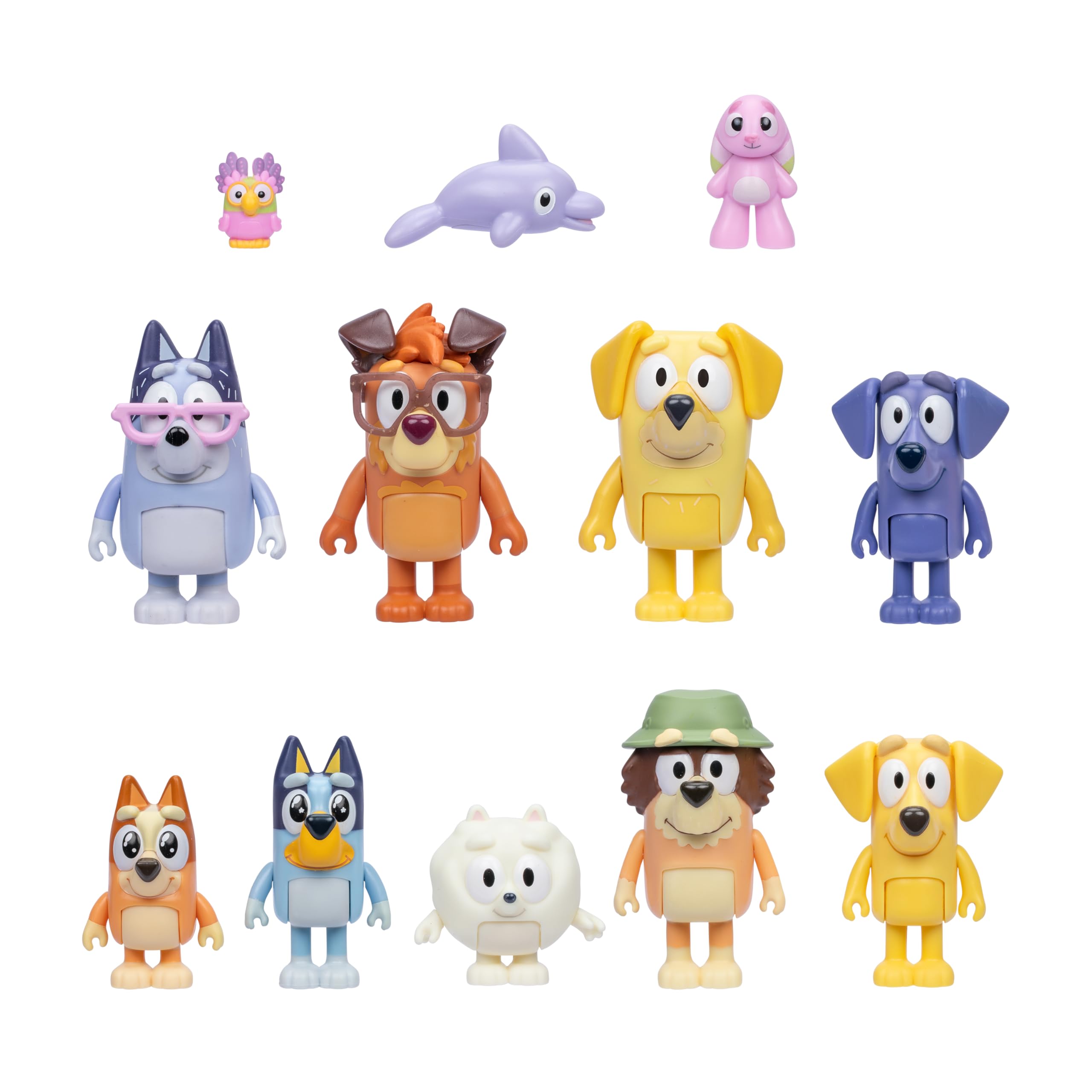 Bluey The Super Fan Set - 12 Action Figures Including Exclusive Joff & Pom Pom | Articulated