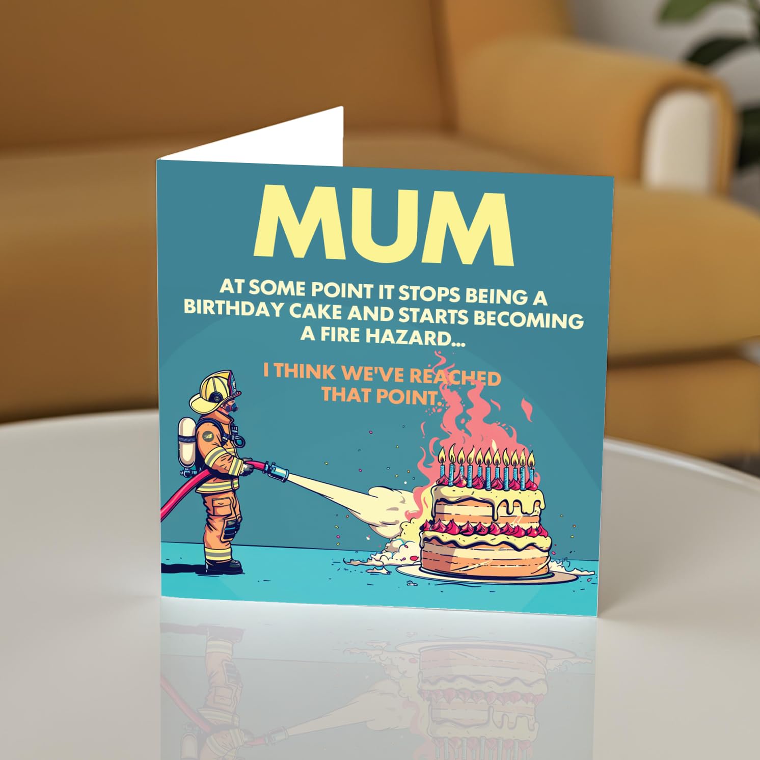 Stuff4 Rude Mum Birthday Card - Funny Fire Hazard Cake Joke | 145mm Square 3