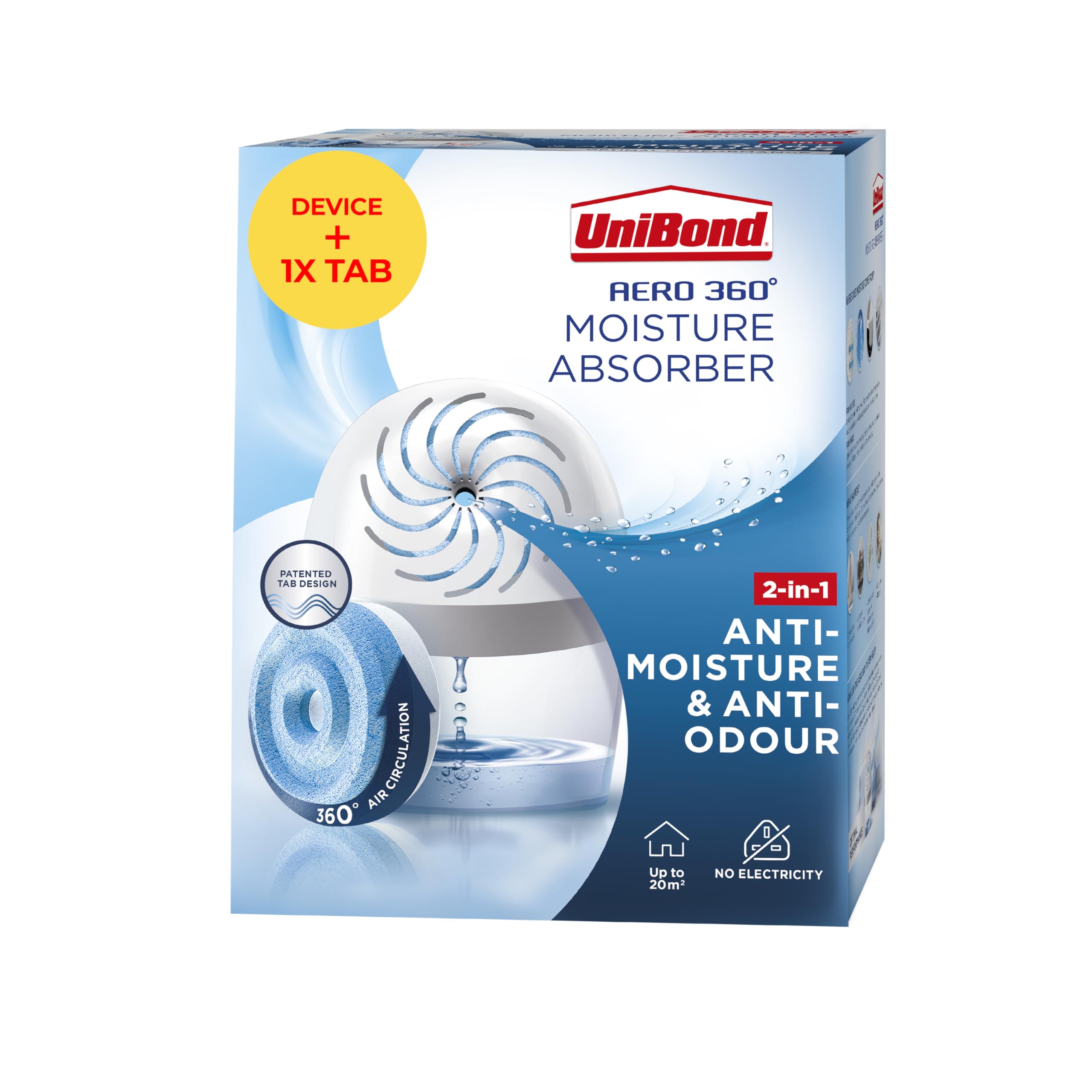 Unibond AERO 360° Moisture Absorber Device with 450g Refill Tab | Prevents Condensation | Recyclable 1