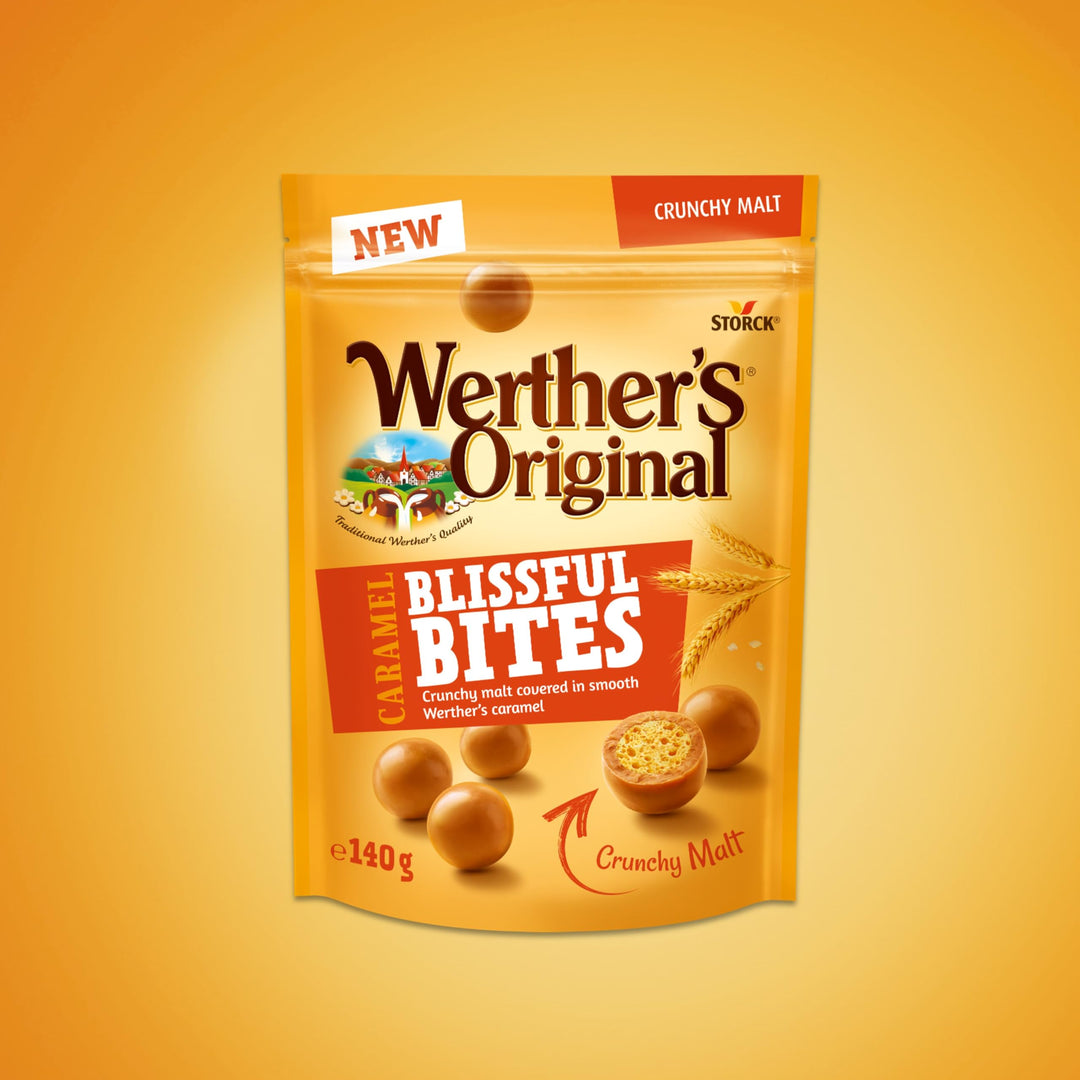 Werther's Original Caramel Blissful Bites, Crunchy Malt & Creamy Caramel Treats, Vegetarian, 140g