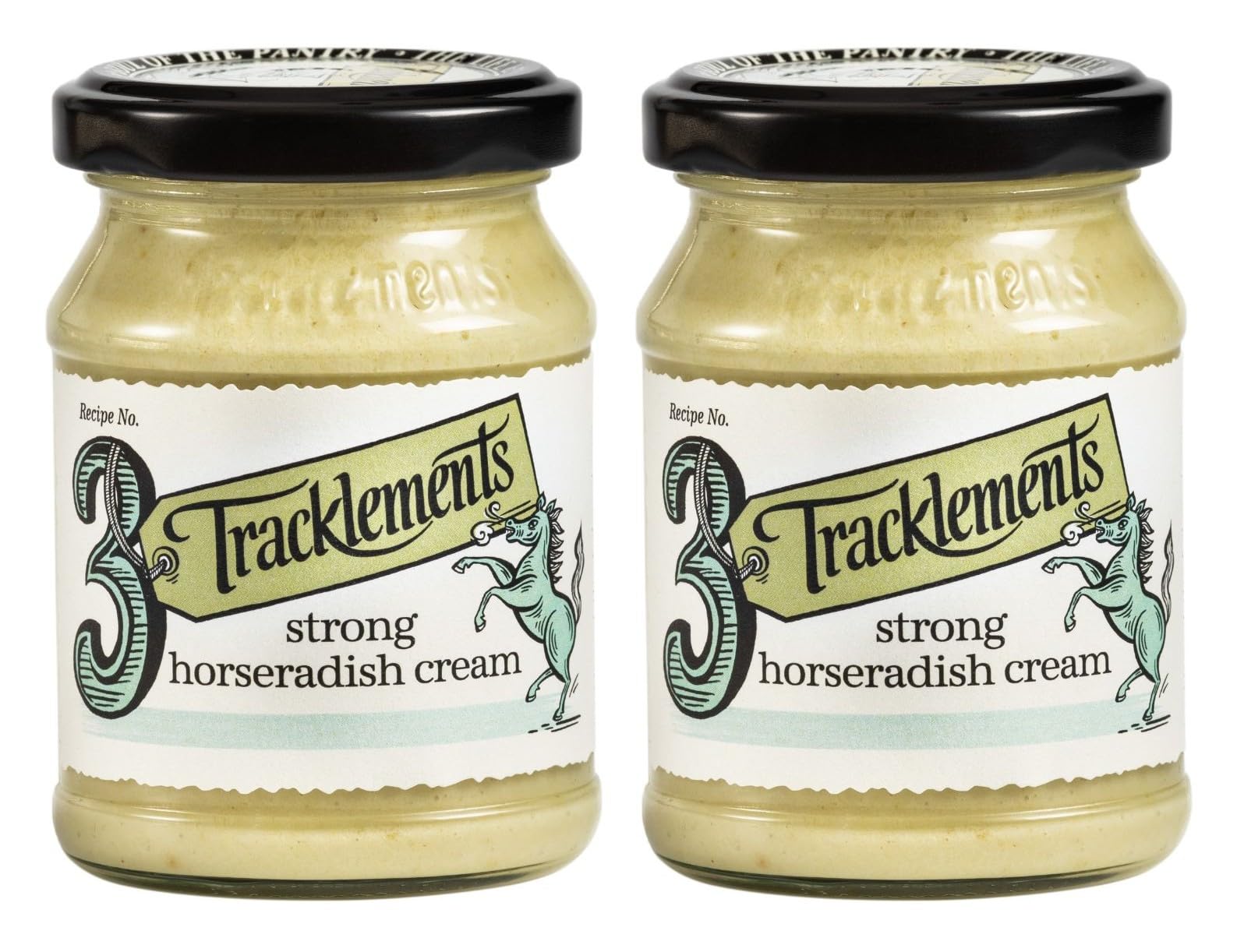 Tracklements Strong Horseradish Cream - Vegetarian, Gluten Free | 140g Jar (Pack of 2)