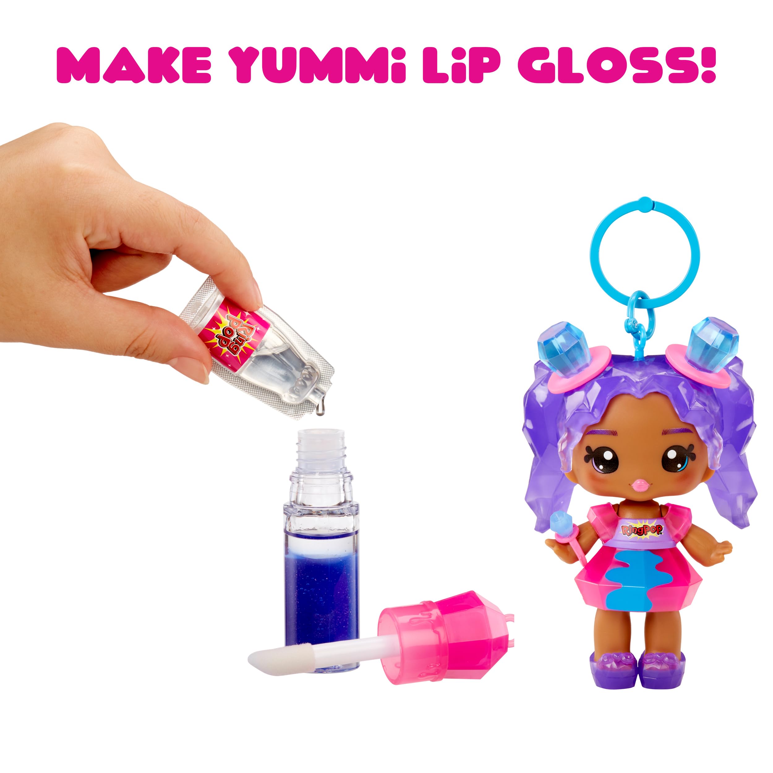 Yummiland x Ring Pop Ruthie Pop Doll - DIY Lip Gloss Playset with Keychain, Ages4+ 13