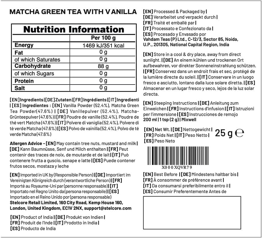 VAHDAM – Vanille-Matcha-Grünteepulver (25 g, 12 Portionen) 9