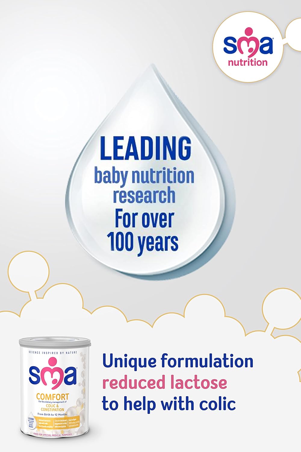SMA Comfort Baby Milk Powder Formula, 800g - For Colic and Constipation Relief 5