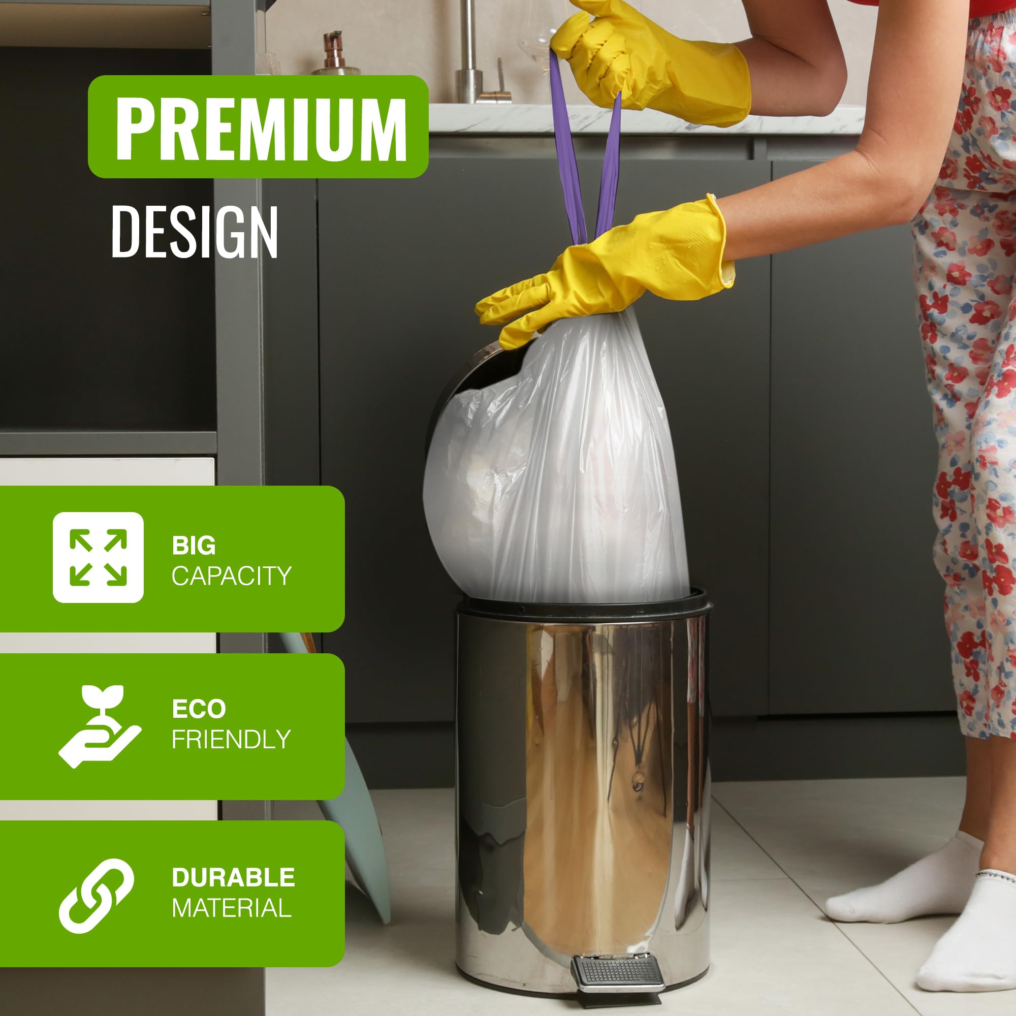 EcoBag Lavender Scented Drawstring Bin Liner | 20L Capacity | 24 Microns | 20 Count 3