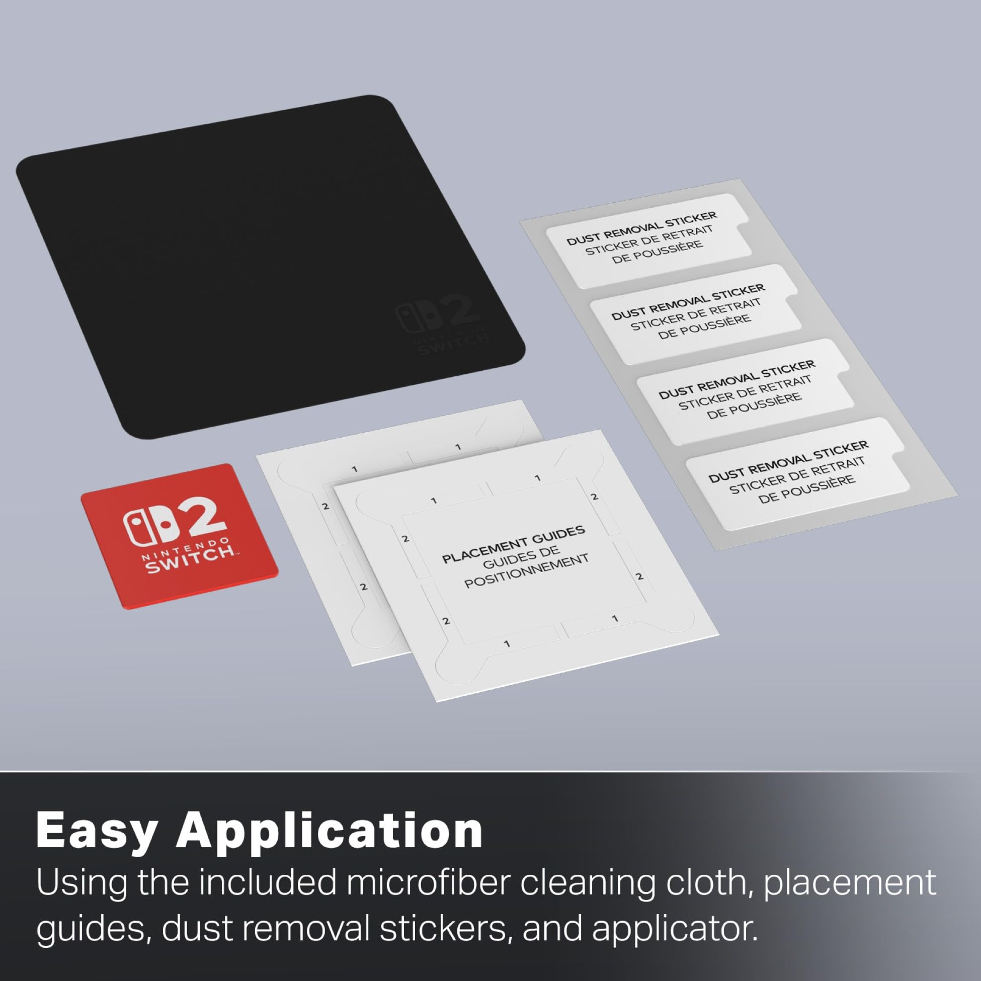 PowerA Screen Protector for Nintendo Switch 2 - Protects Screen, Easy to Apply, Includes 2 Screen Protectors, Microfiber Cleaning Cloth and Applicator 6