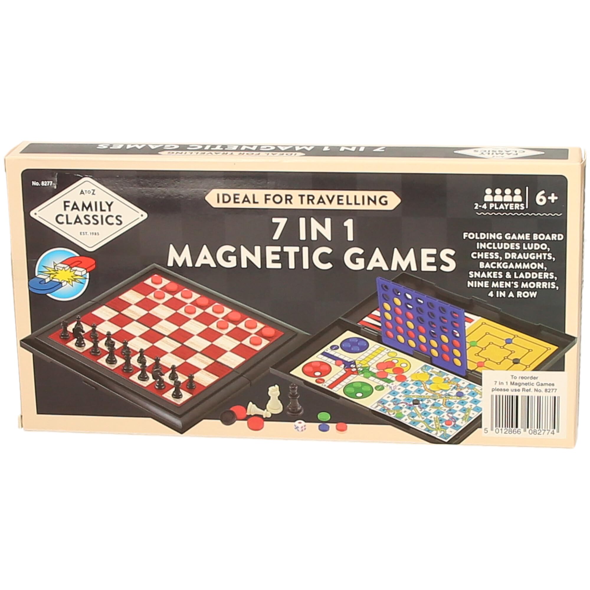 Atoz 7-in-1 Magnetic Travel Board Games Set - Chess, Draughts, Ludo, Snakes & Ladders, Backgammon, Nine Men's Morris, 4-in-a-Row | 2-4 Players | Ages 6+ 5