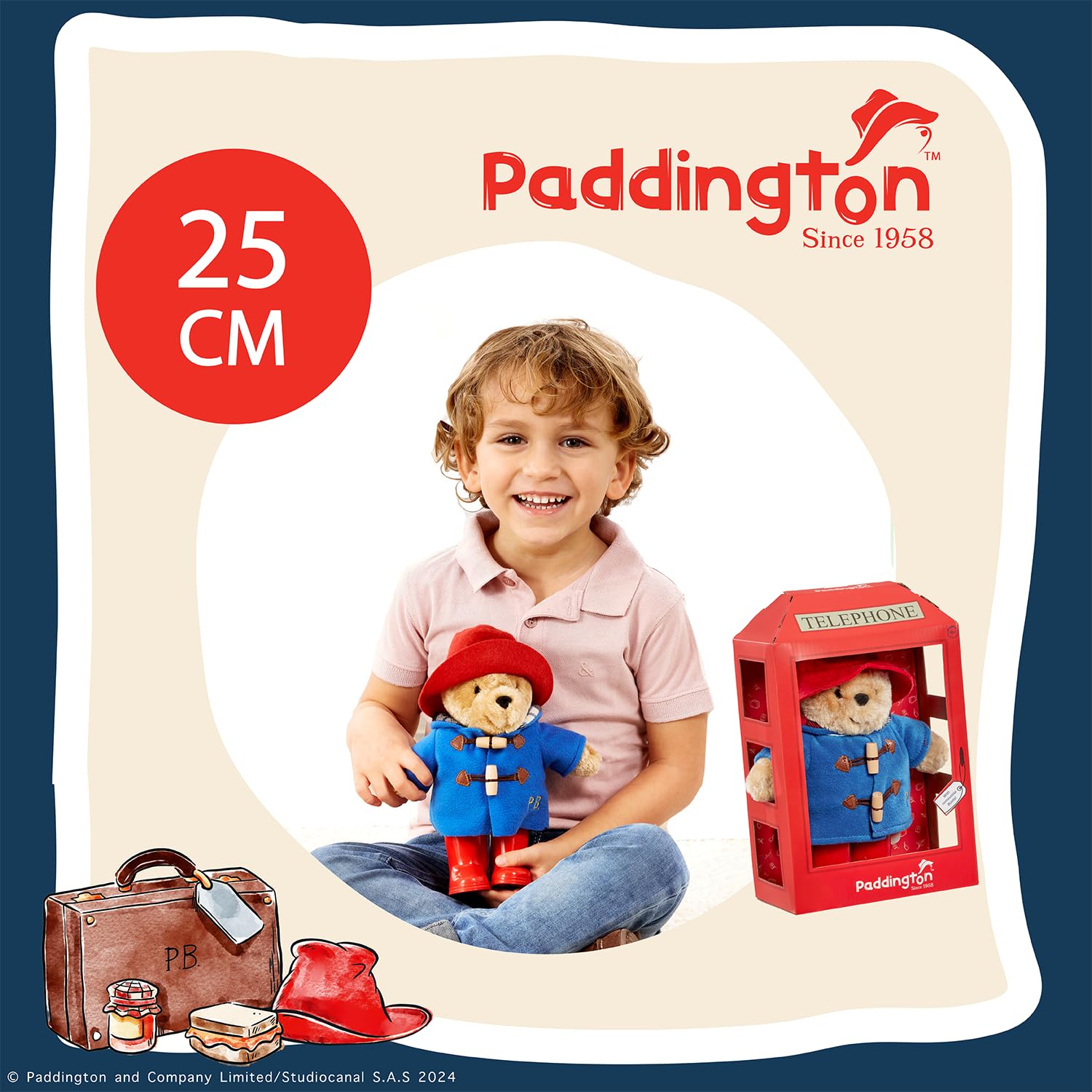 Rainbow Designs Paddington Bear Soft Toy in British Phone Box - Plush Teddy 9