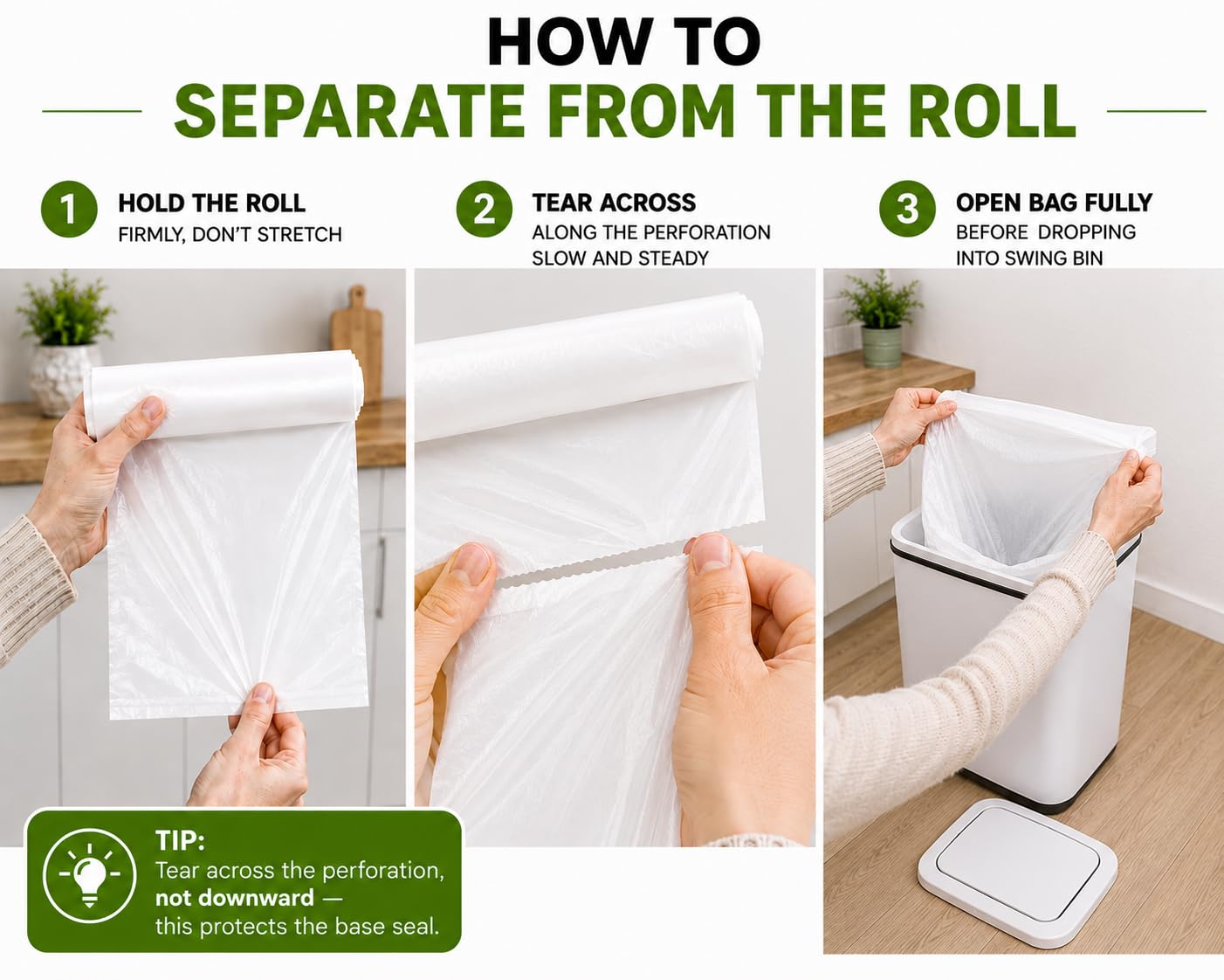 EcoBag Heavy Duty Swing Bin Liners - 55L Capacity, 30 Count | White Plastic 5