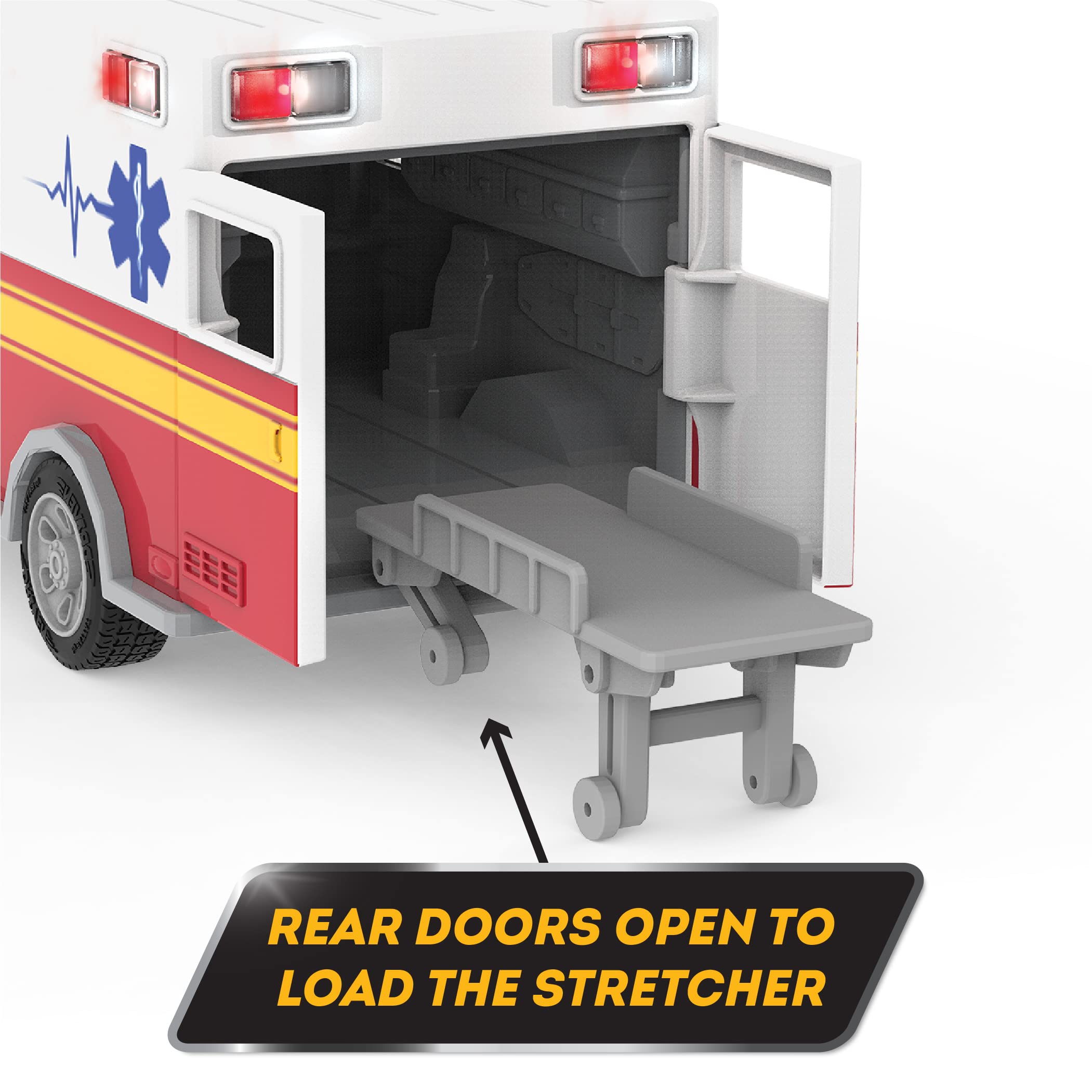 Driven by Battat Micro Ambulance - Toy Rescue Vehicle with Lights, Sounds & Movable Parts for Kids 3+ 4