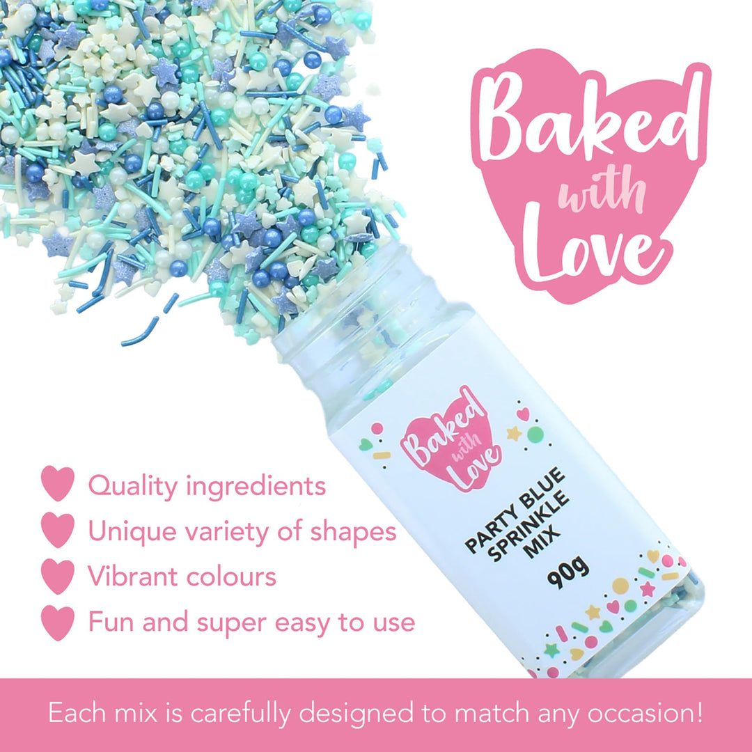 Baked with Love - Blue Sprinkles Party Mix | 90g Resealable Bottle