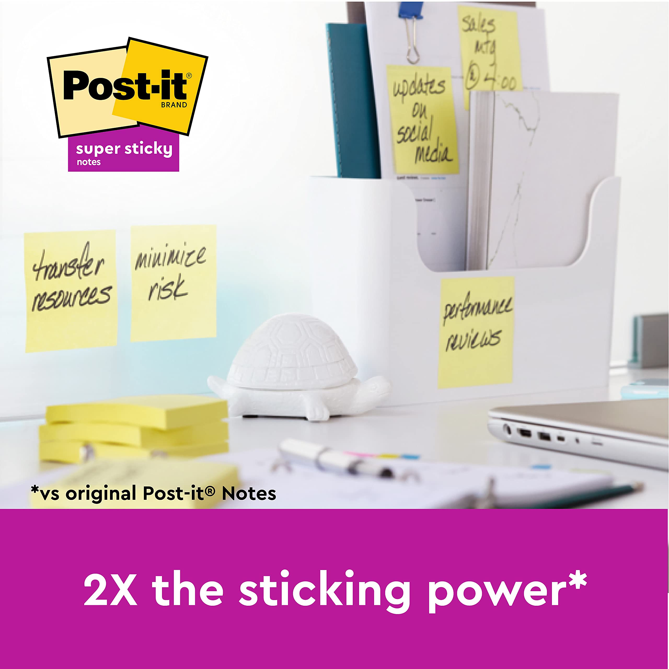 Post-it Super Sticky Notes Pad - Canary Yellow | 2x Sticking Power | 76 x 127 mm | 6 Pads of 90 Sheets 2