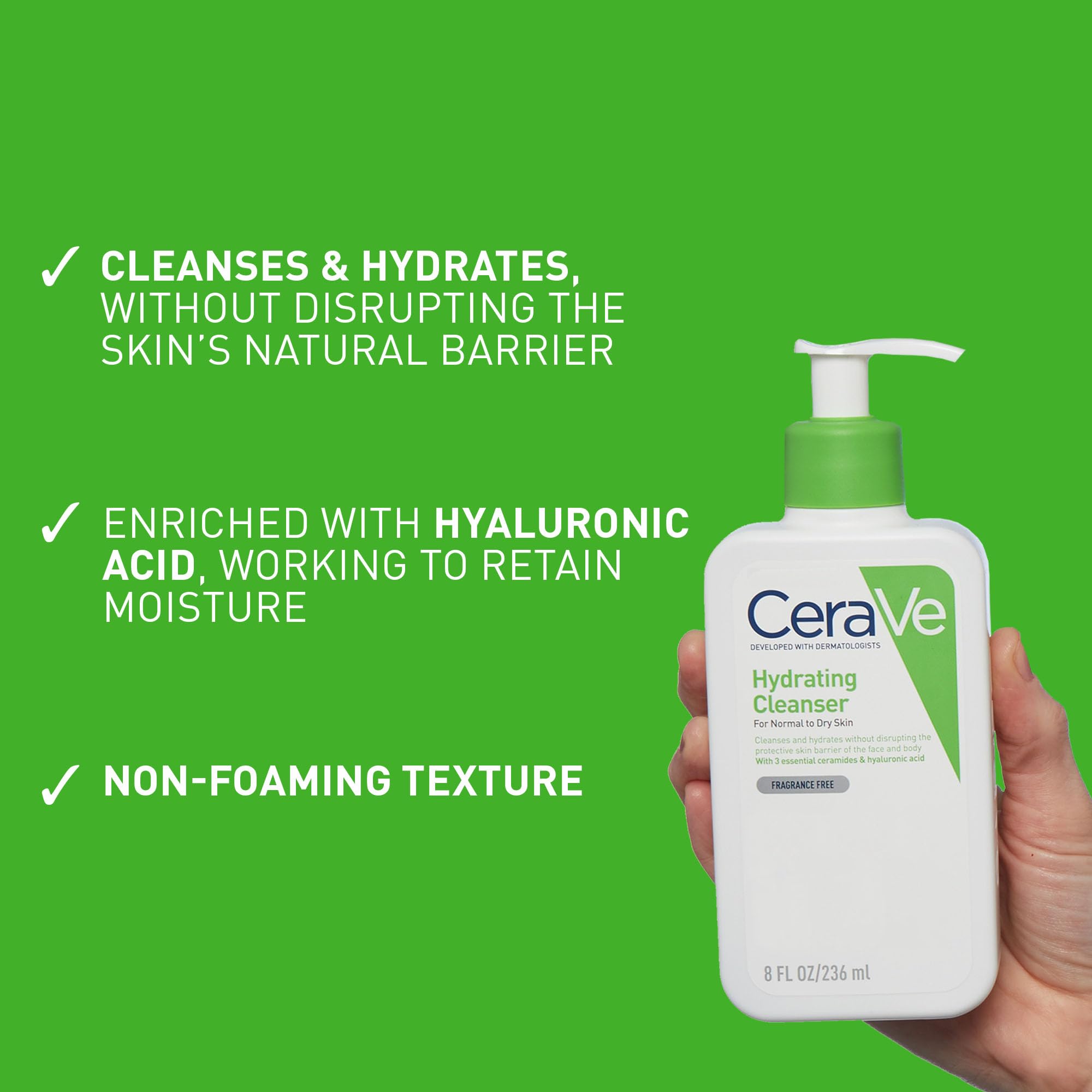 CeraVe Hydrating Cleanser for Face & Body with 3 Essential Ceramides & Hyaluronic Acid (270.99 g) 5