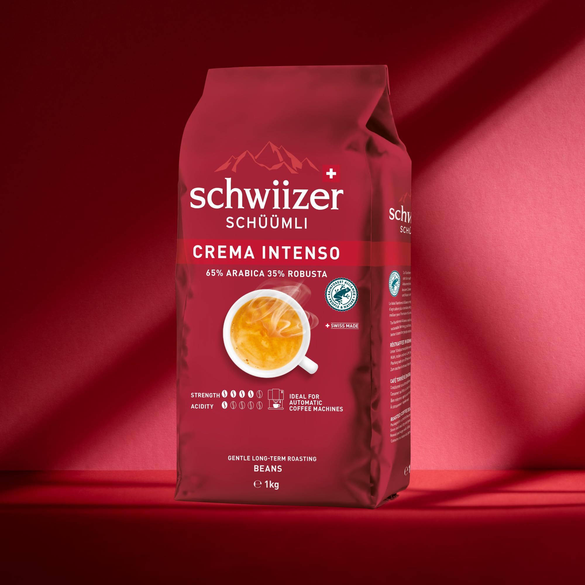 Schwiizer Schüümli Crema Intenso Whole Coffee Beans - Medium Roast, 65% Arabica, 35% Robusta, 1kg 2