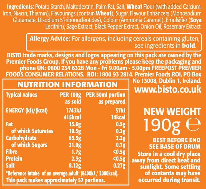 Bisto - Reduced Salt Chicken Gravy Granules for Heart, 190g