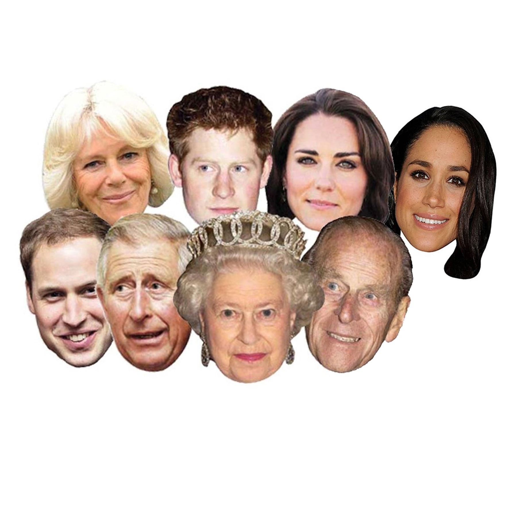 SHATCHI Royal Family Face Masks 8 Pack - King Charles III, Queen Consort Camilla, William, Kate, Harry, Phillip 1