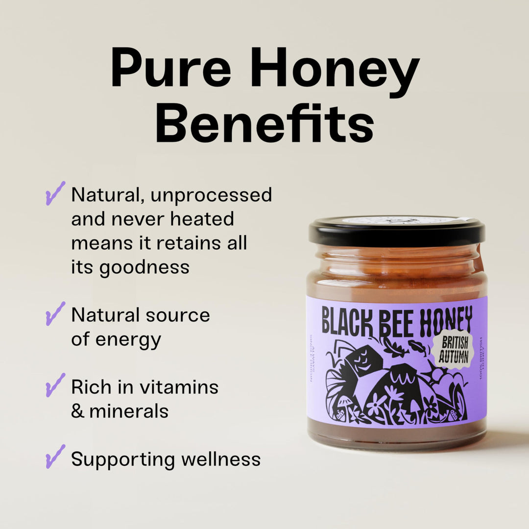 Black Bee Honey - Pure British Autumn Honey, Thick with Bold Aromatic Flavour