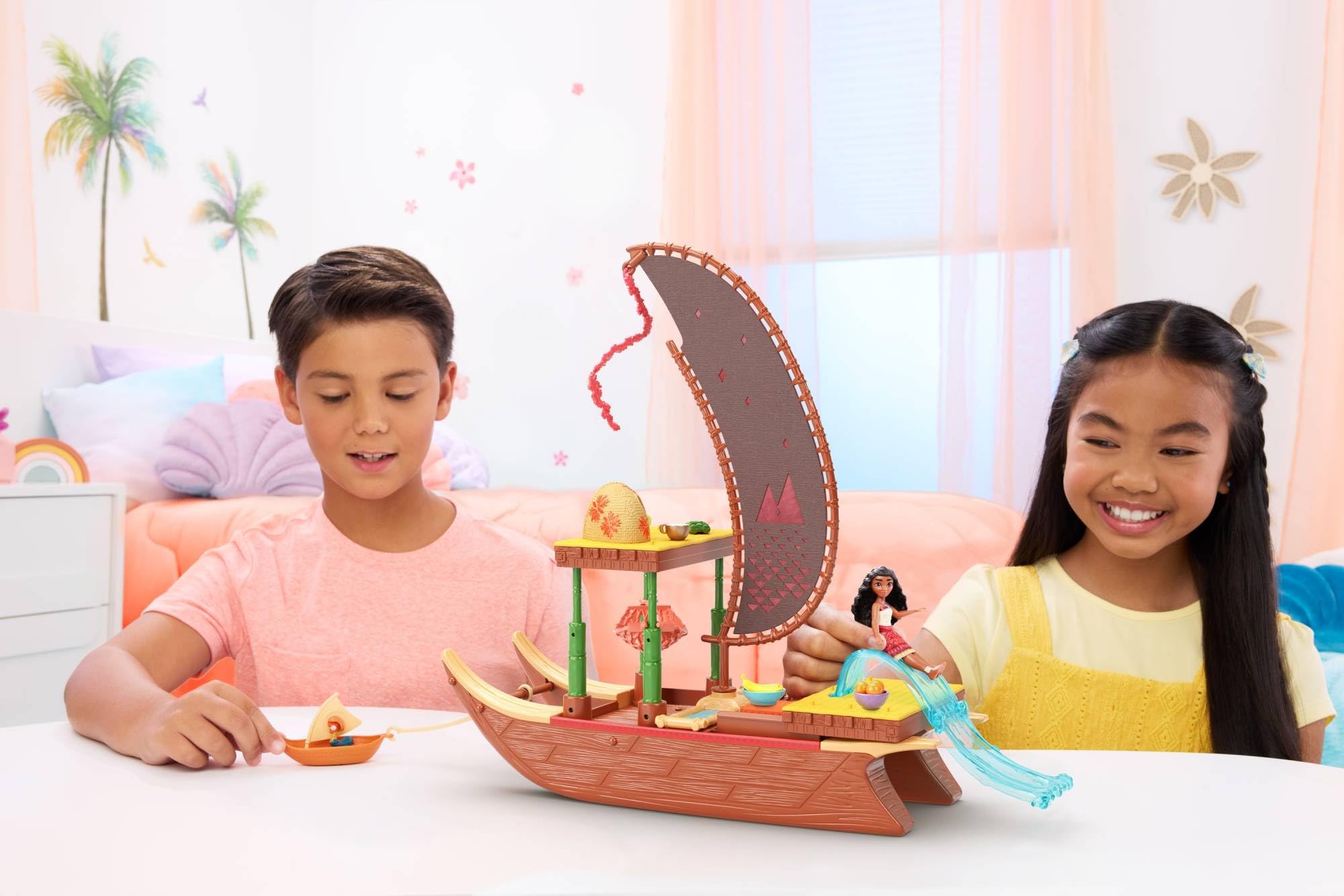 Mattel Disney Vaiana 2 Abenteuer-Kanu-Spielset – Schwimmendes Spielset mit beweglicher Puppe und 6 Verwandlungsbereichen für Kinder ab 3 Jahren 2