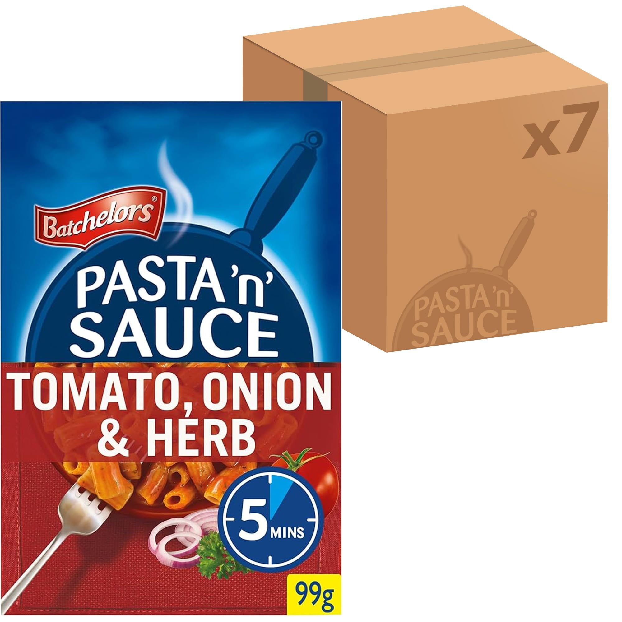 Batchelors Pasta 'n' Sauce Tomato, Onion & Herb Pasta Ready Meal, 99 g Pack of 7 1