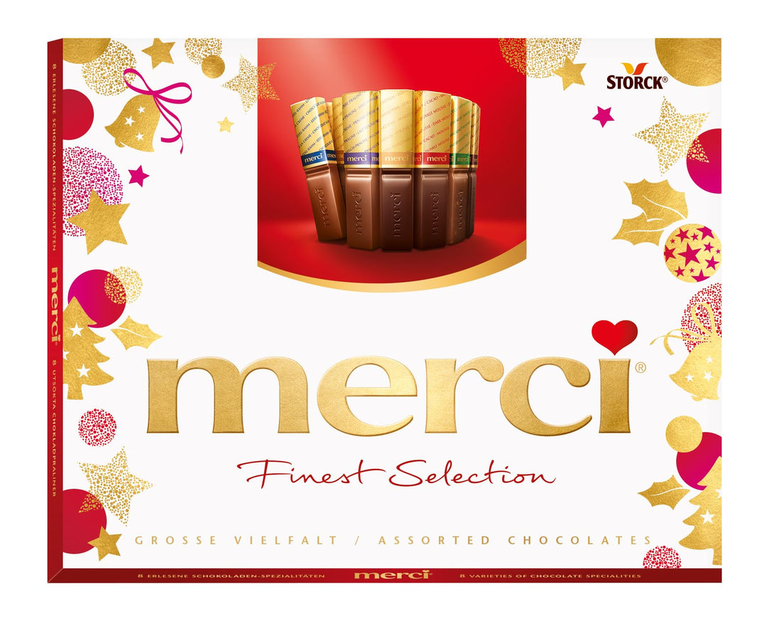 Merci Finest Milk & Dark Chocolate Box - 8 Varieties, Gluten-Free, Individually Wrapped