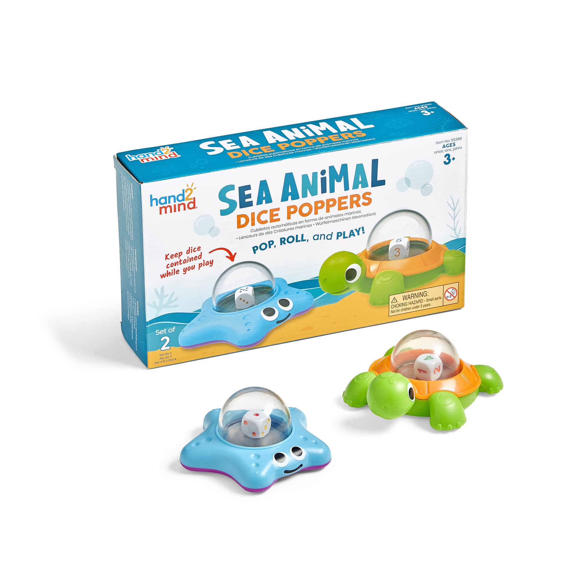 hand2mind Learning Resources Sea Animals Dice Poppers - Replacement Dice for Maths Games | Ages 3-7 | 2 Pieces