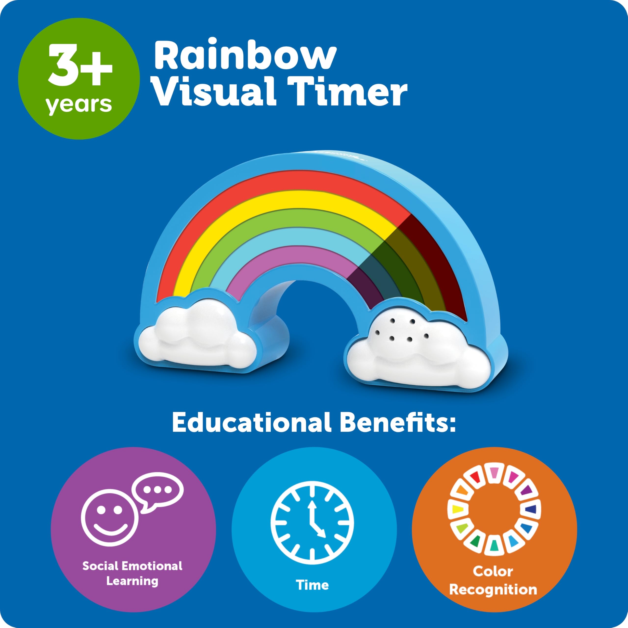 Learning Resources Rainbow Visual Timer for Kids | 5 Time Increments | Doubles as Night Light 5