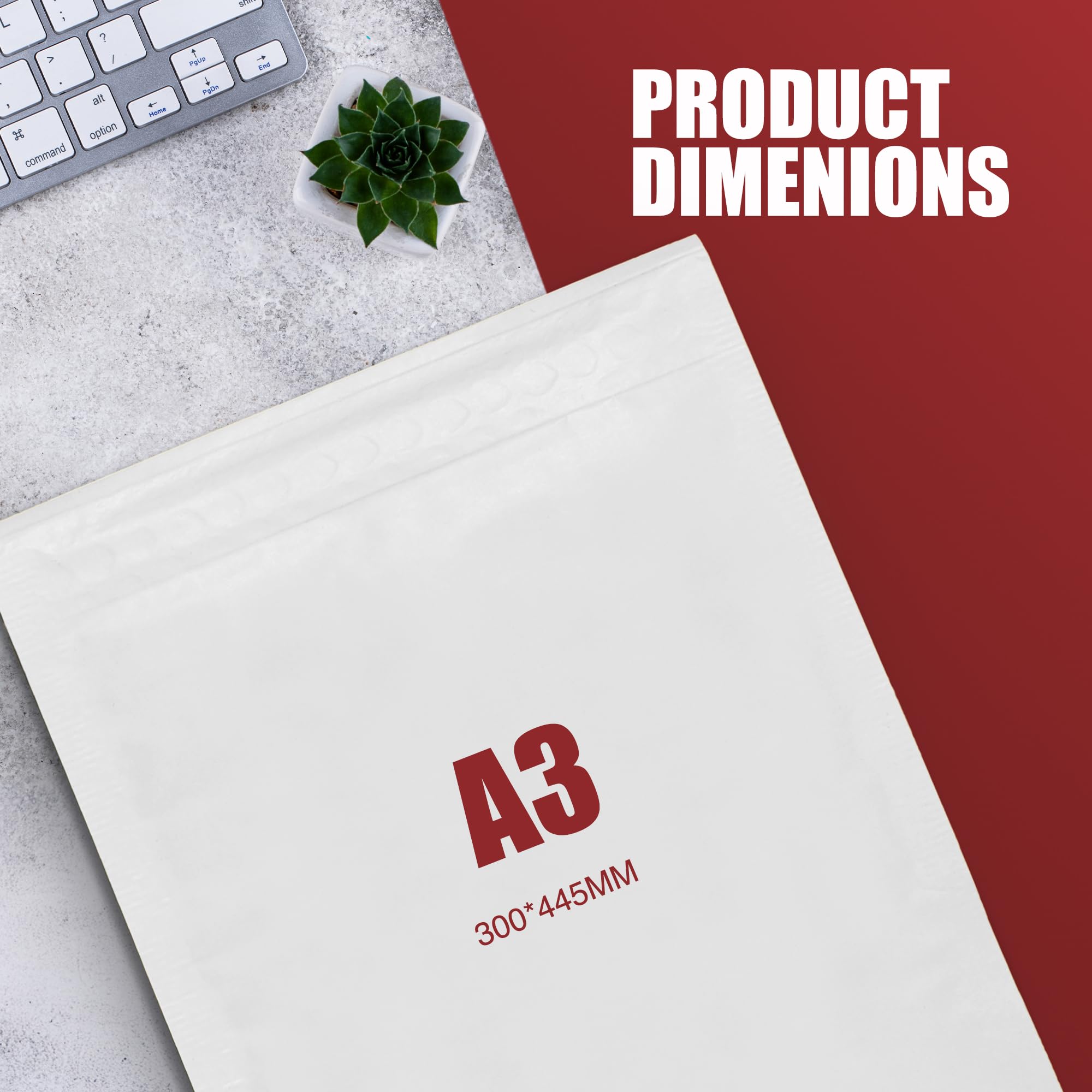 Merrimen A3 Padded Envelope Mailers - 10 Pack White Protective Plastic Mailers | 300x455mm 2