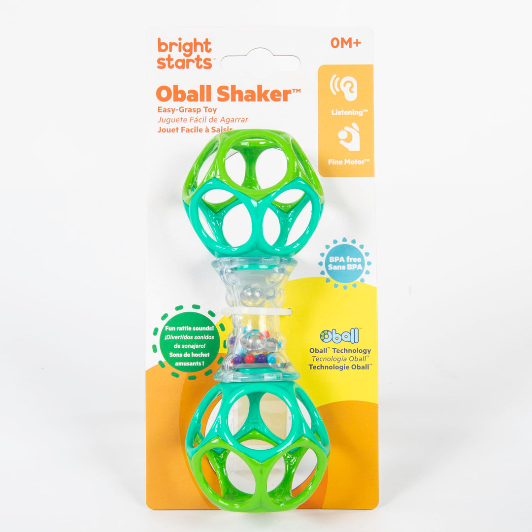 Bright Starts Oball Shaker Rattle Toy - BPA-Free, Easy-Grip Design for Newborns+