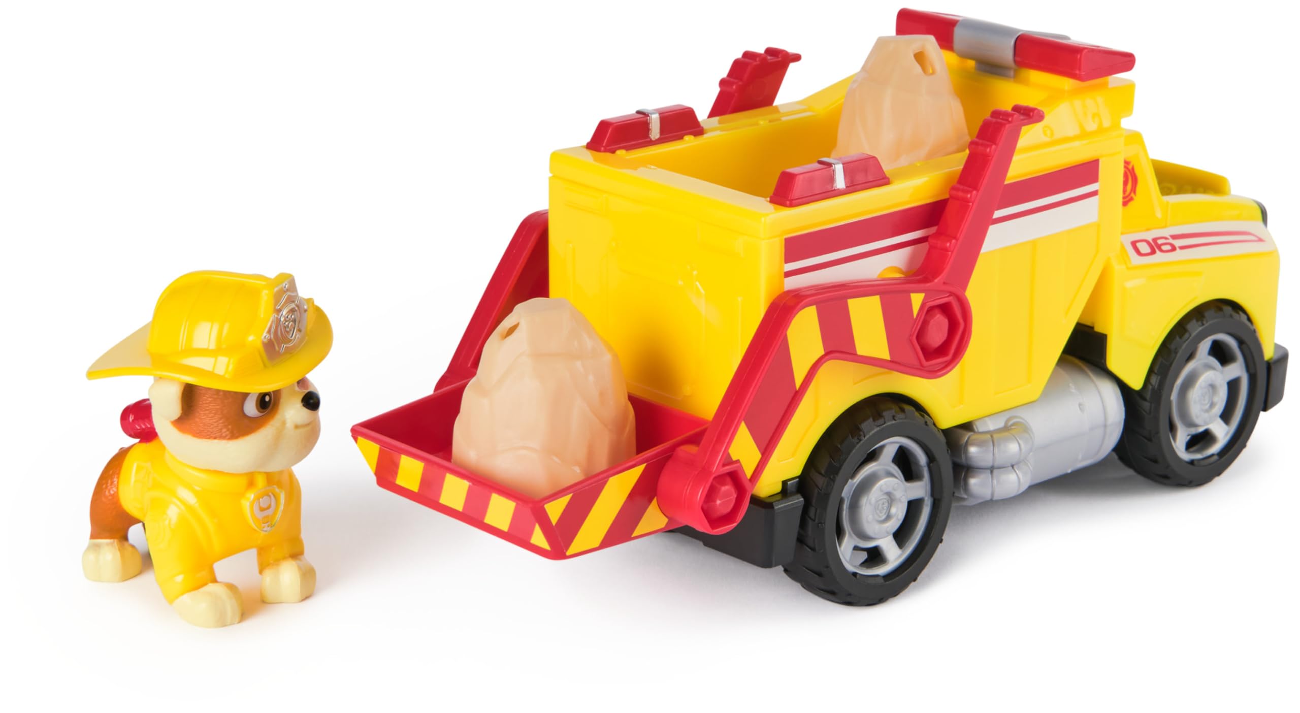 PAW Patrol Rubble Rescue Fire Dump Truck with Action Figure and Projectiles - Fire Rescue Playset for Kids 5