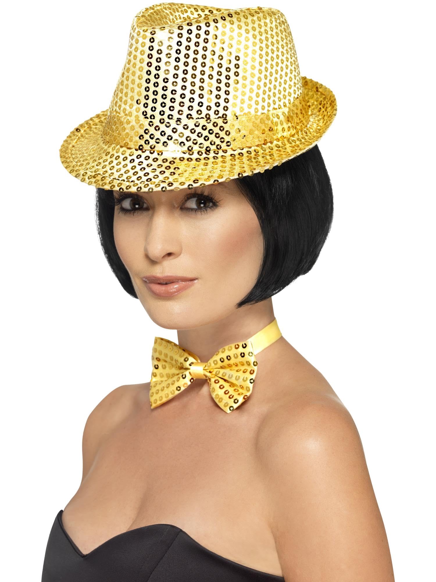 Smiffys Sequin Trilby Hat - Gold, One Size