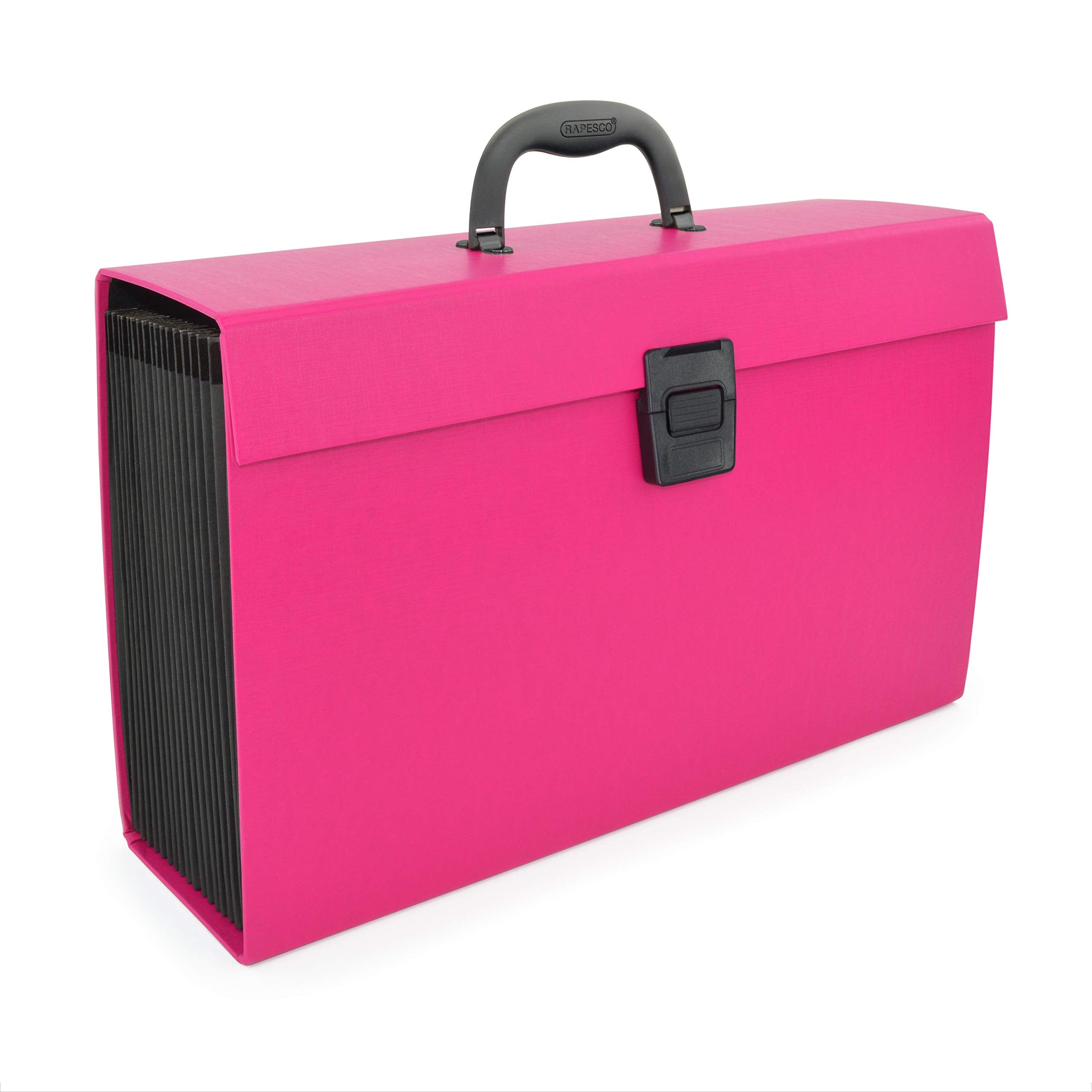 RAPESCO 1554 Expanding Box File Document Organiser - 19 Pocket A4+ | Hot Pink | 100% Recycled Manilla 1