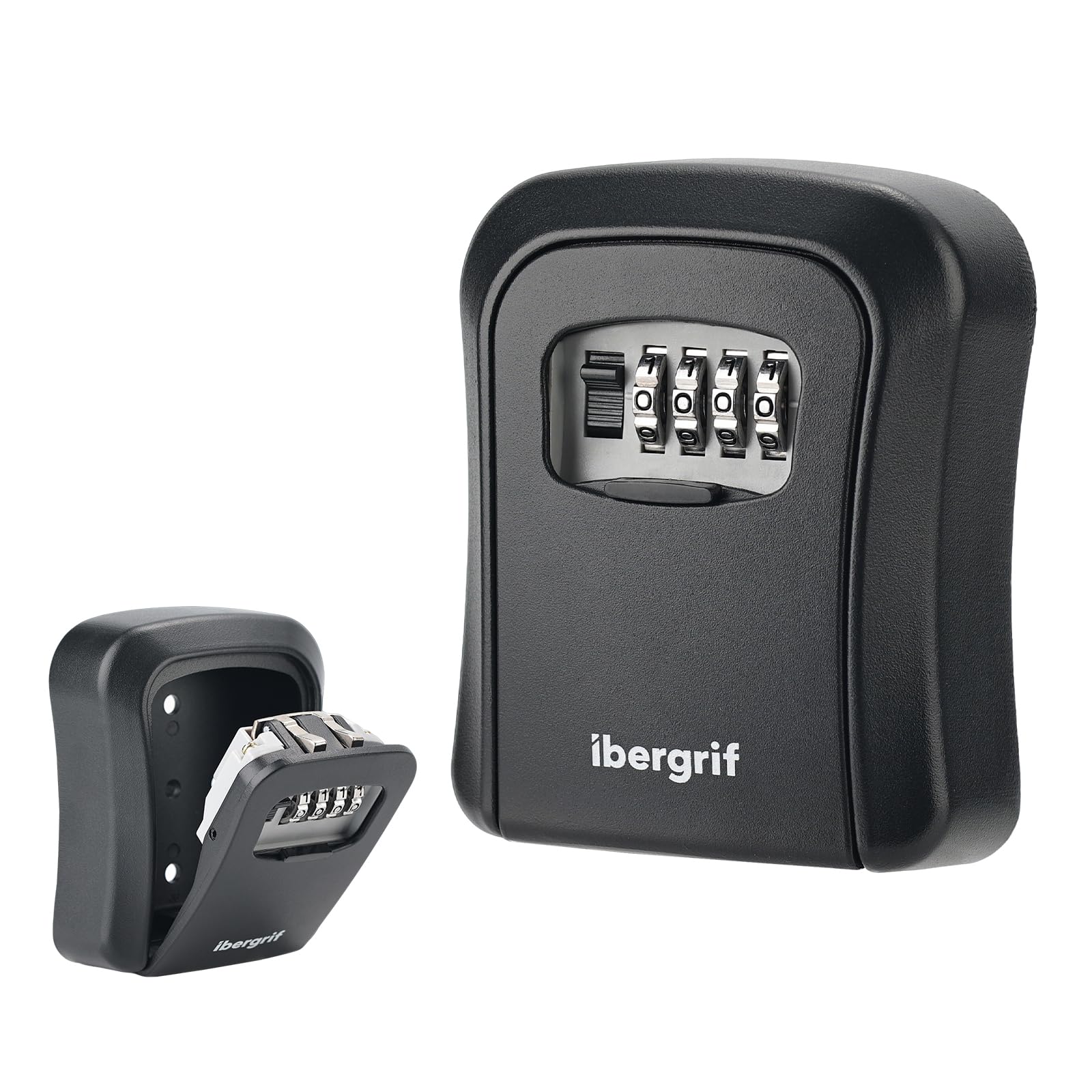 Ibergrif Wall Mounted Security Lock Box | 4 Digit Combination | Alloy Steel | Black