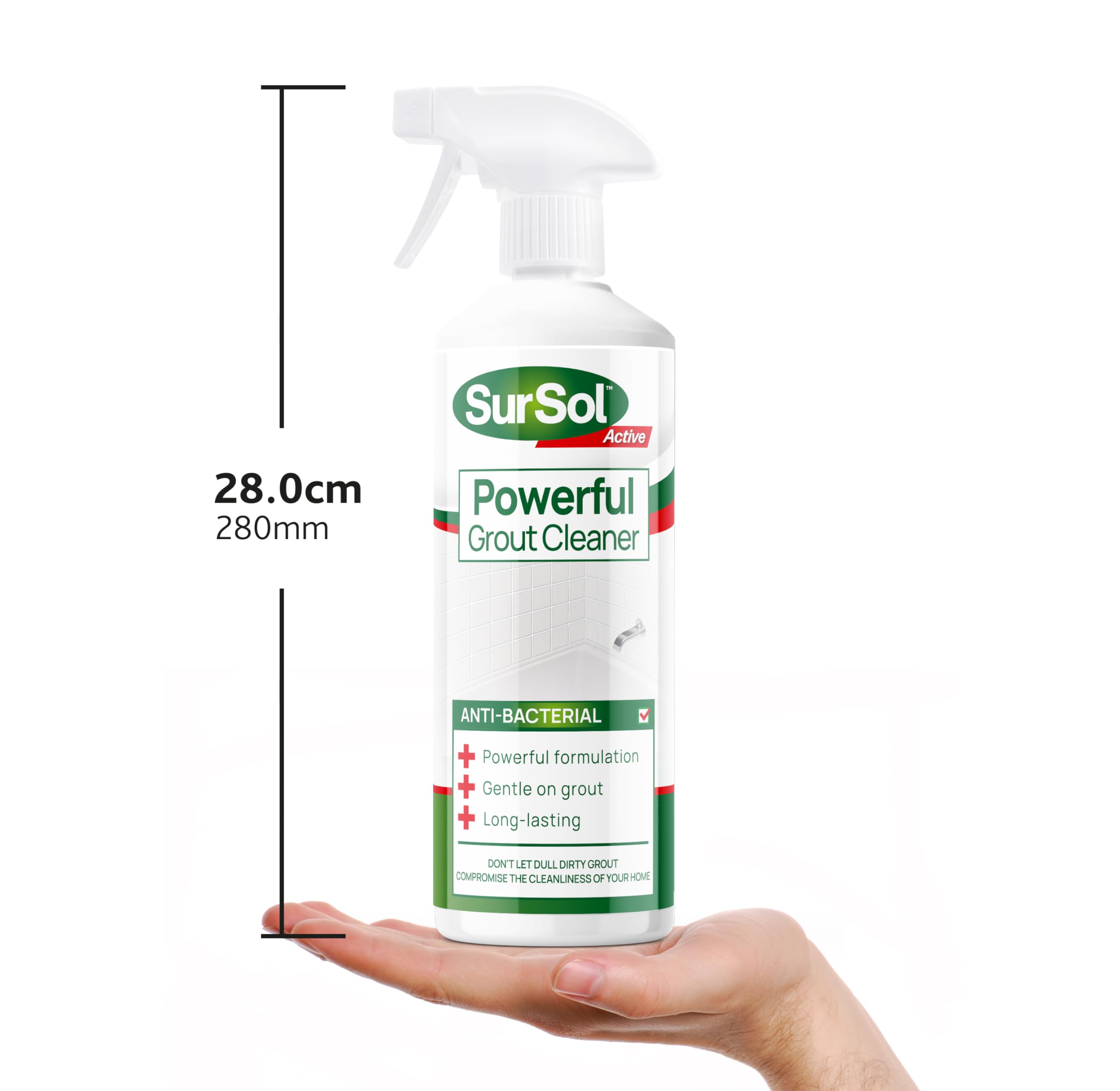 SurSol Active Grout Cleaner - Ready-To-Use Tile Grouting Spray | Sodium Hypochlorite Base | 1 Litre
