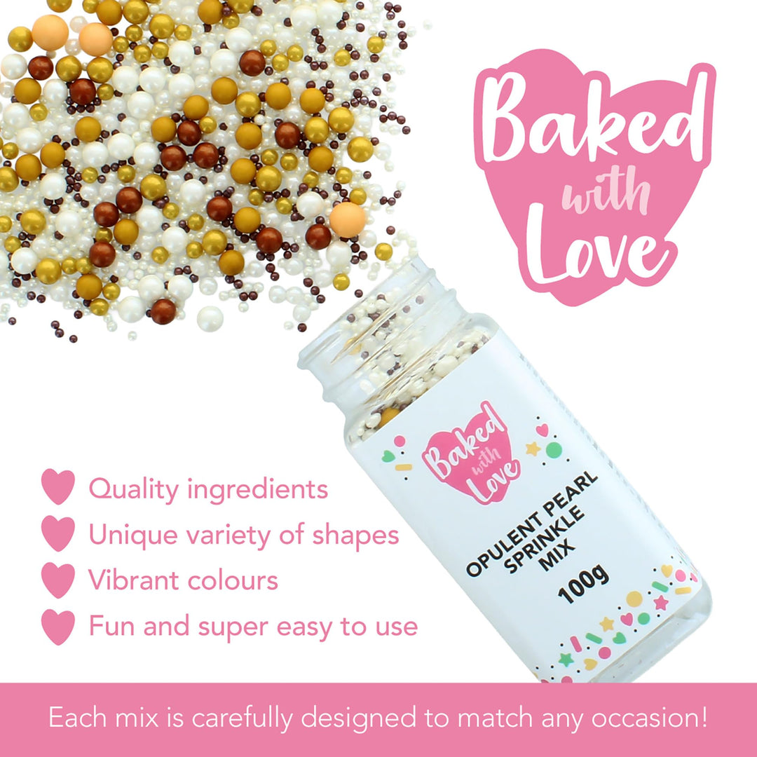 Baked with Love - Opulent Pearl Sprinkles Mix | 100g Edible Cake Decorations