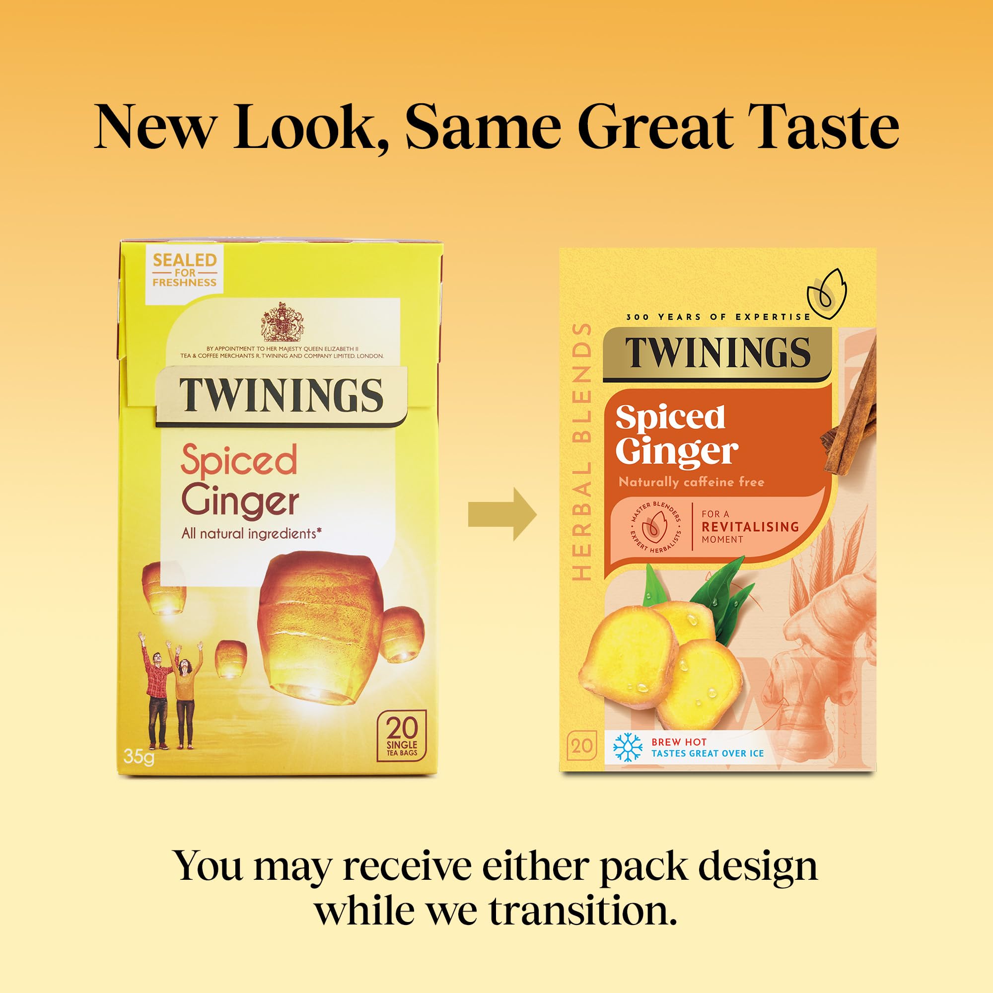 Twinings Ginger Flavoured Herbal Tea - 80 Biodegradable Teabags (4 x 20 Count)