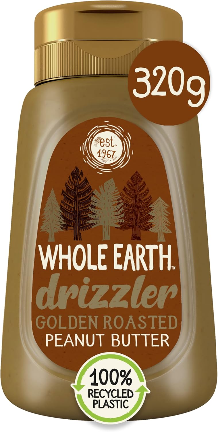 Whole Earth Drizzler Golden Roasted Super Smooth Peanut Butter - 6 x 320g Squeezy Bottles