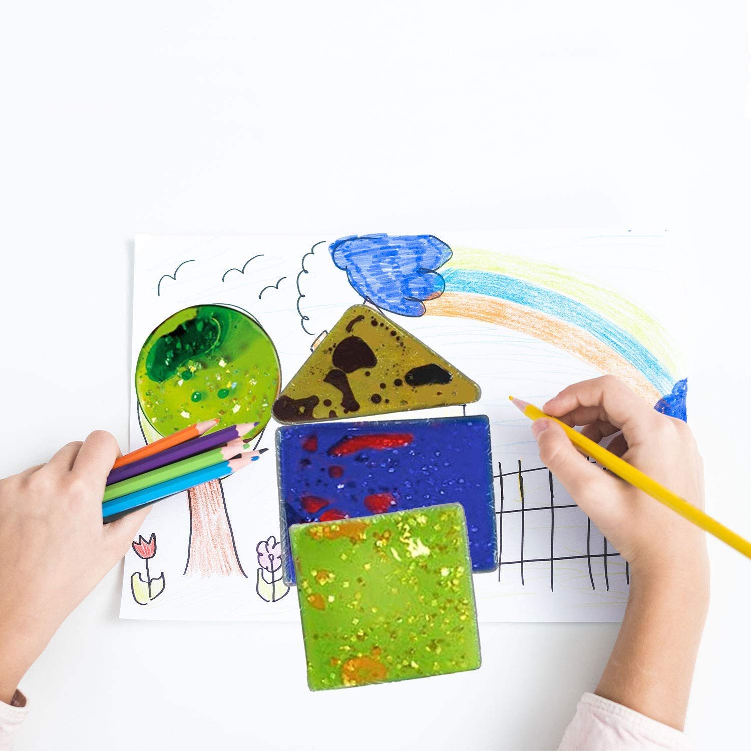 Playlearn Sensory Gel Shapes with Glitter & Liquid | Fidget Toy | Ages 2+ | 4 Pack 3