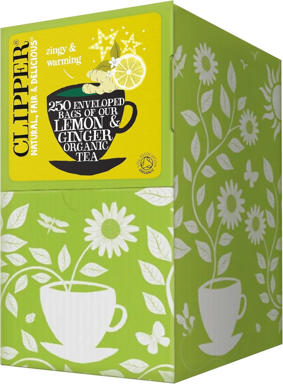 Clipper Natural, Fair & Delicious Organic Lemon & Ginger Herbal Tea Bags - 250 Count, Caffeine Free