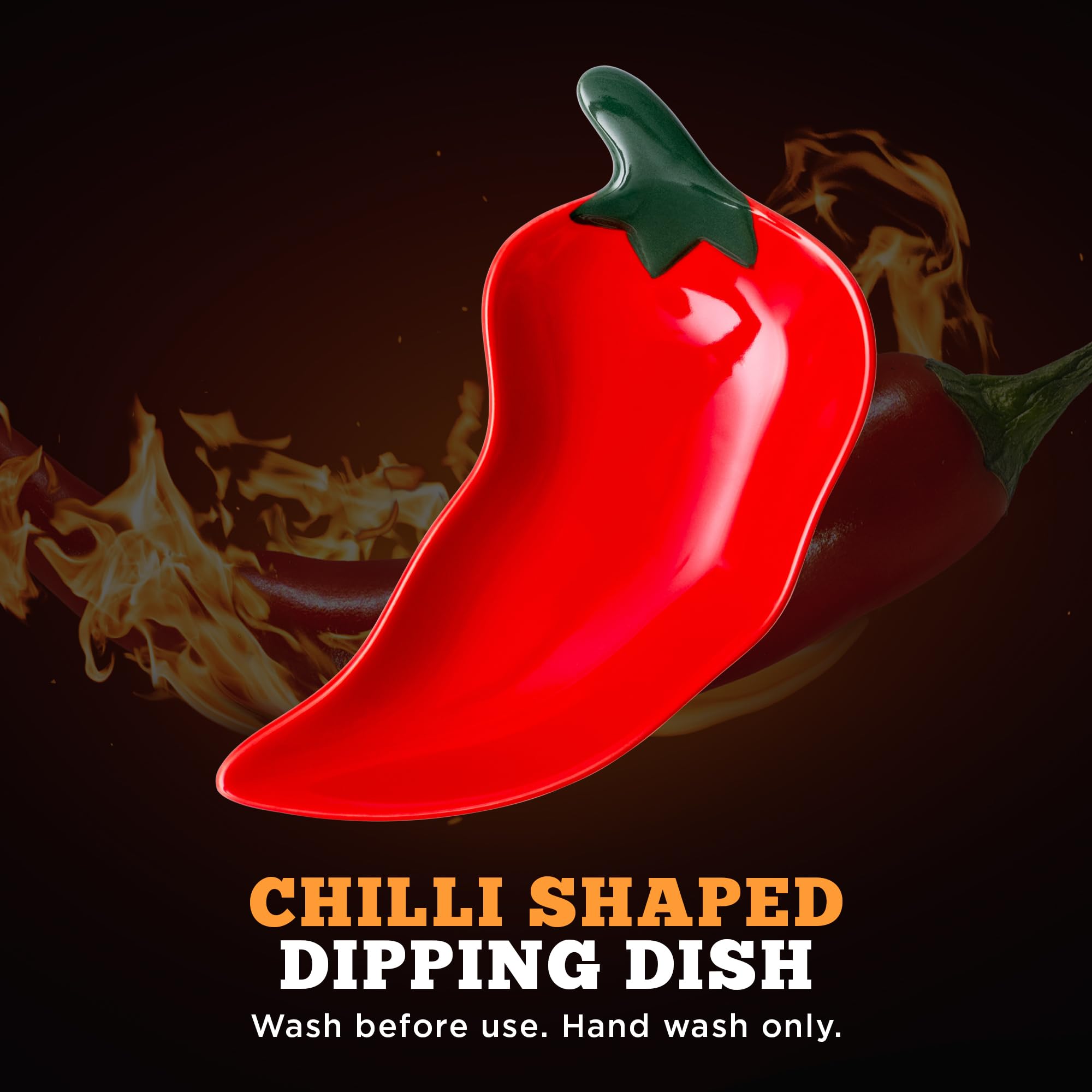 Hot Sauce Gift Set - Mild Green Chilli & Habanero Sauce Duo with Chilli Shaped Dipping Dish 14