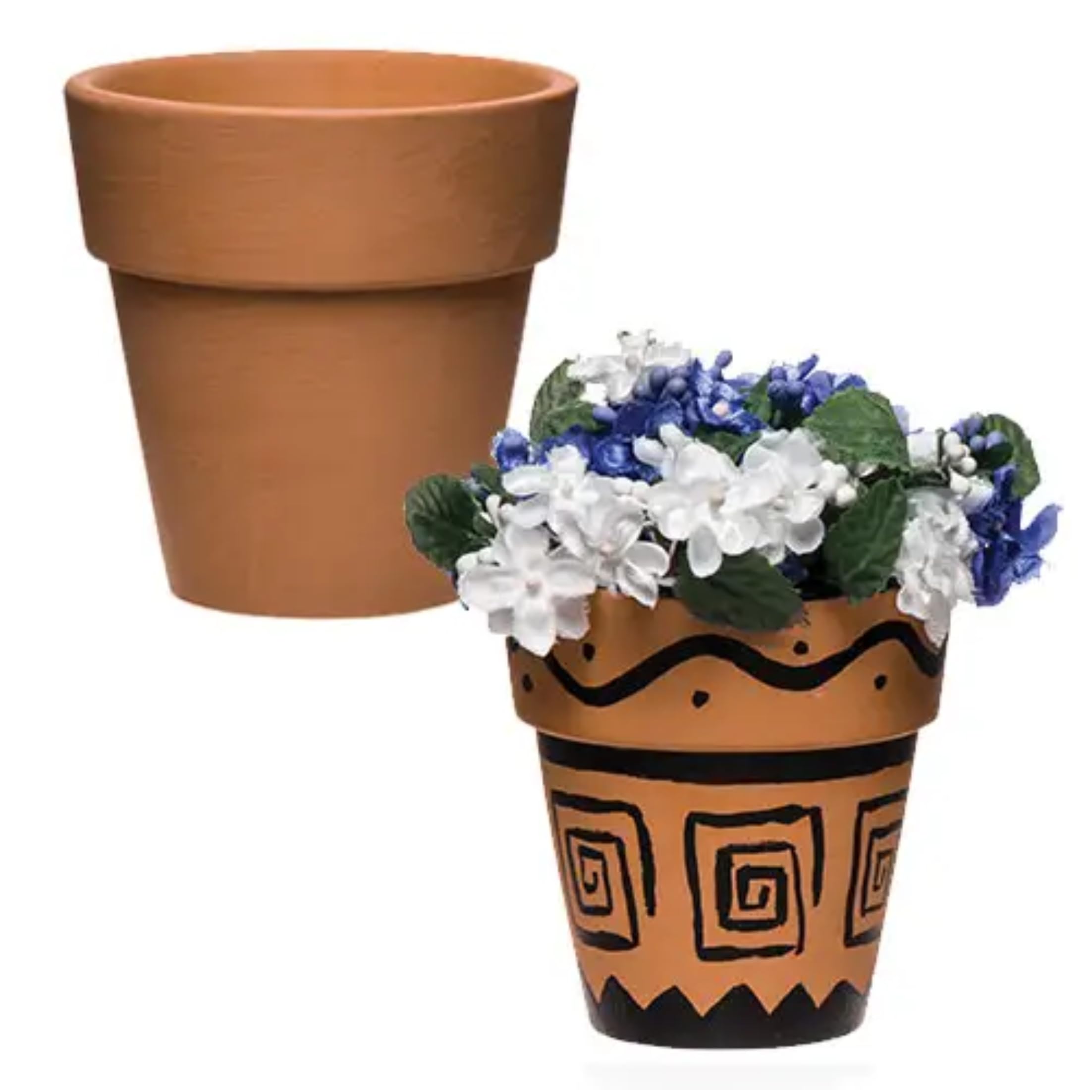 Baker Ross Terracotta Flower Pots - Pack of 4, 7cm x 7cm Ceramic Planters for Painting