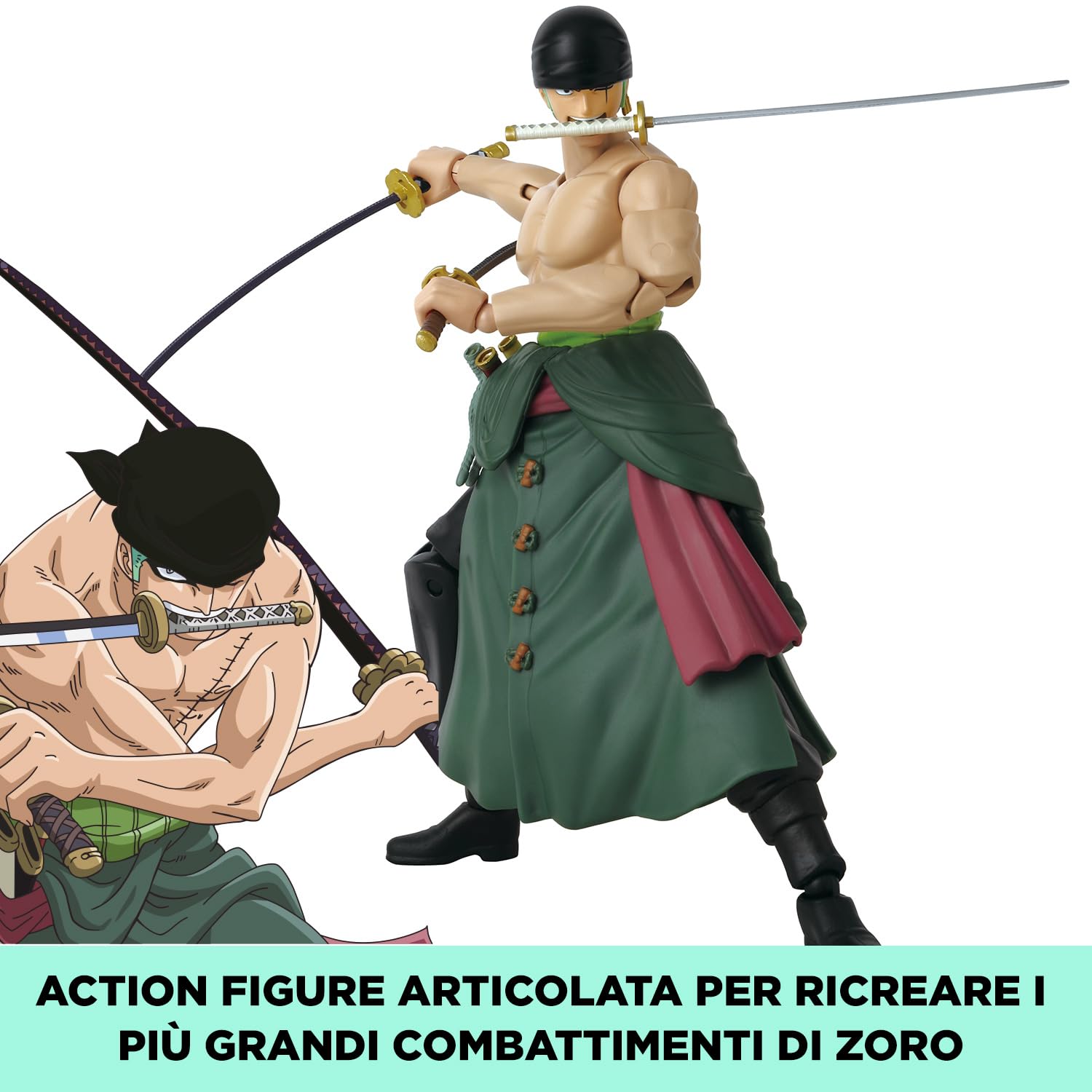 BANDAI Anime Heroes One Piece Roronoa Zoro 3 Swords Style Action Figure | 17cm Articulated Figure 4
