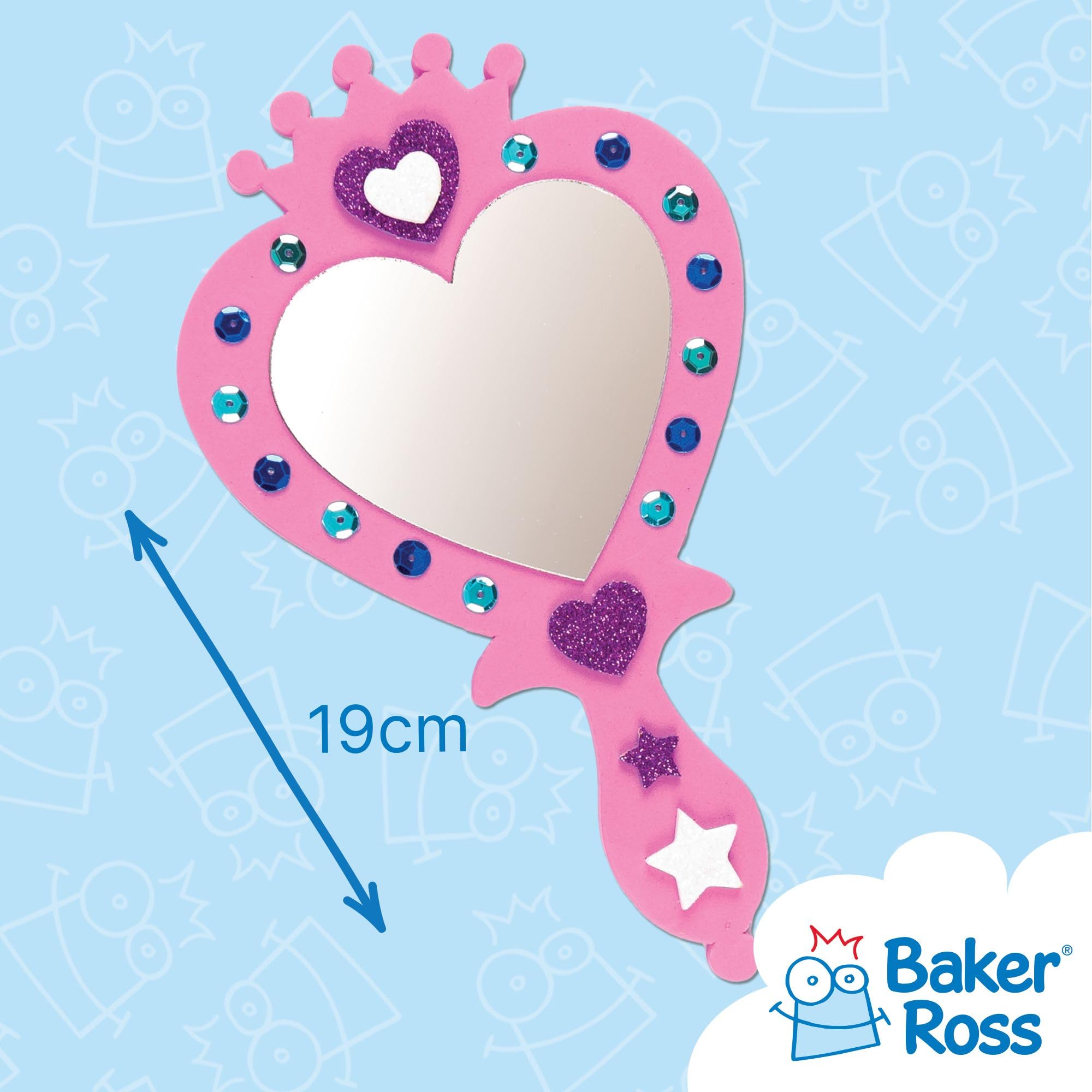 Baker Ross Princess Mirror Craft Kits - Pack of 4 | Foam Crafting | Assorted Designs 3