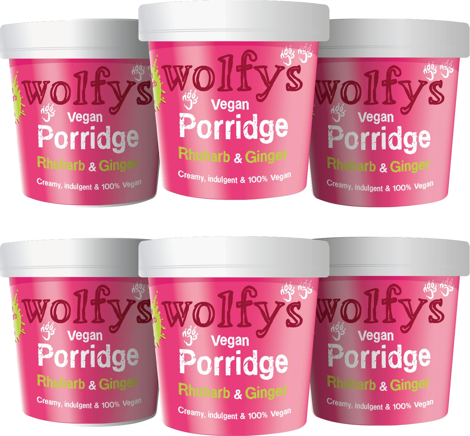 Wolfys - Vegan Porridge with Rhubarb & Ginger Jam, 84g (Pack of 6) 2