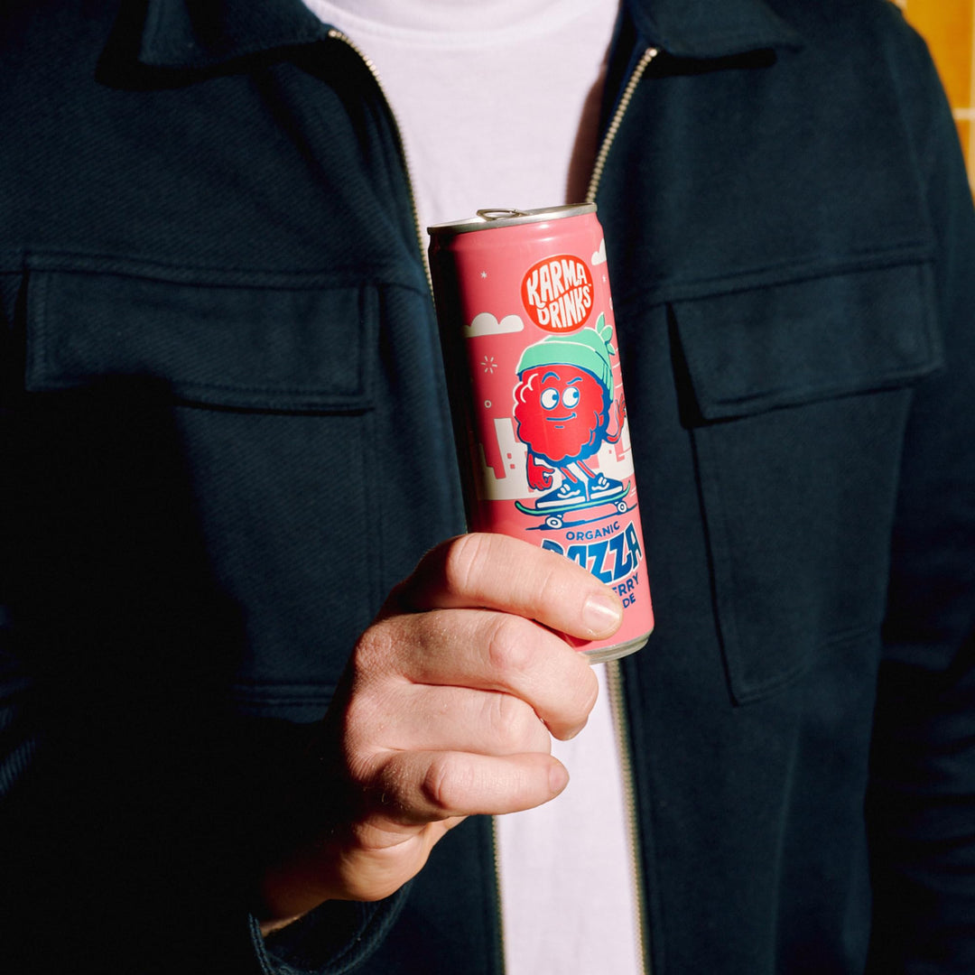KARMA DRINKS Razza Raspberry Lemonade - Organic Gluten-Free Sparkling Drink (250ml x 4 Cans)