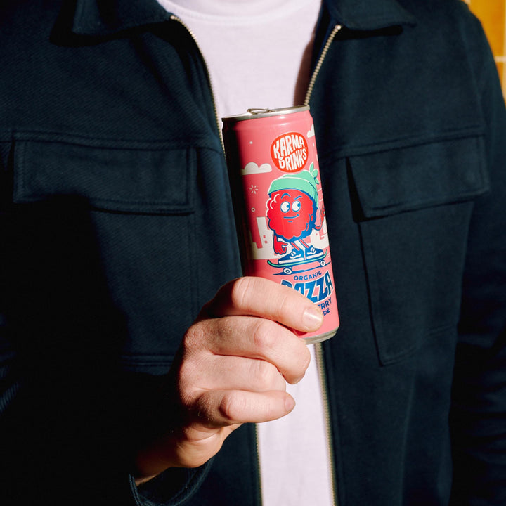 KARMA DRINKS Razza Raspberry Lemonade - Organic Gluten-Free Sparkling Drink (250ml x 4 Cans)