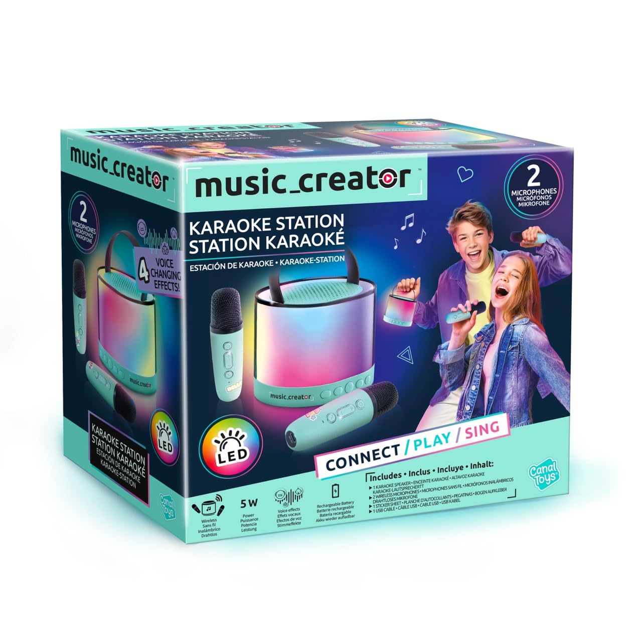 Canal Toys Music Creator Portable Bluetooth Karaoke Station with 2 Wireless Microphones | Red