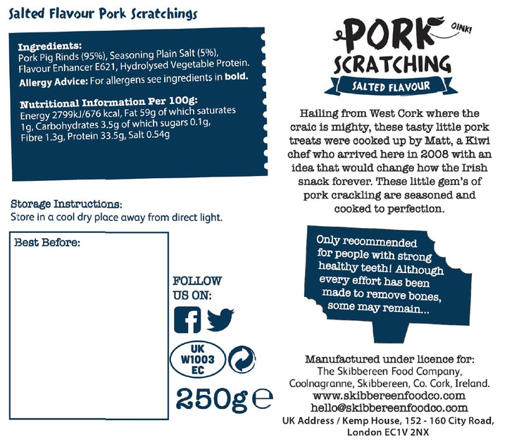 The Skibbereen Food Company Scratch My Pork Bulk Salted Pork Scratchings 250g