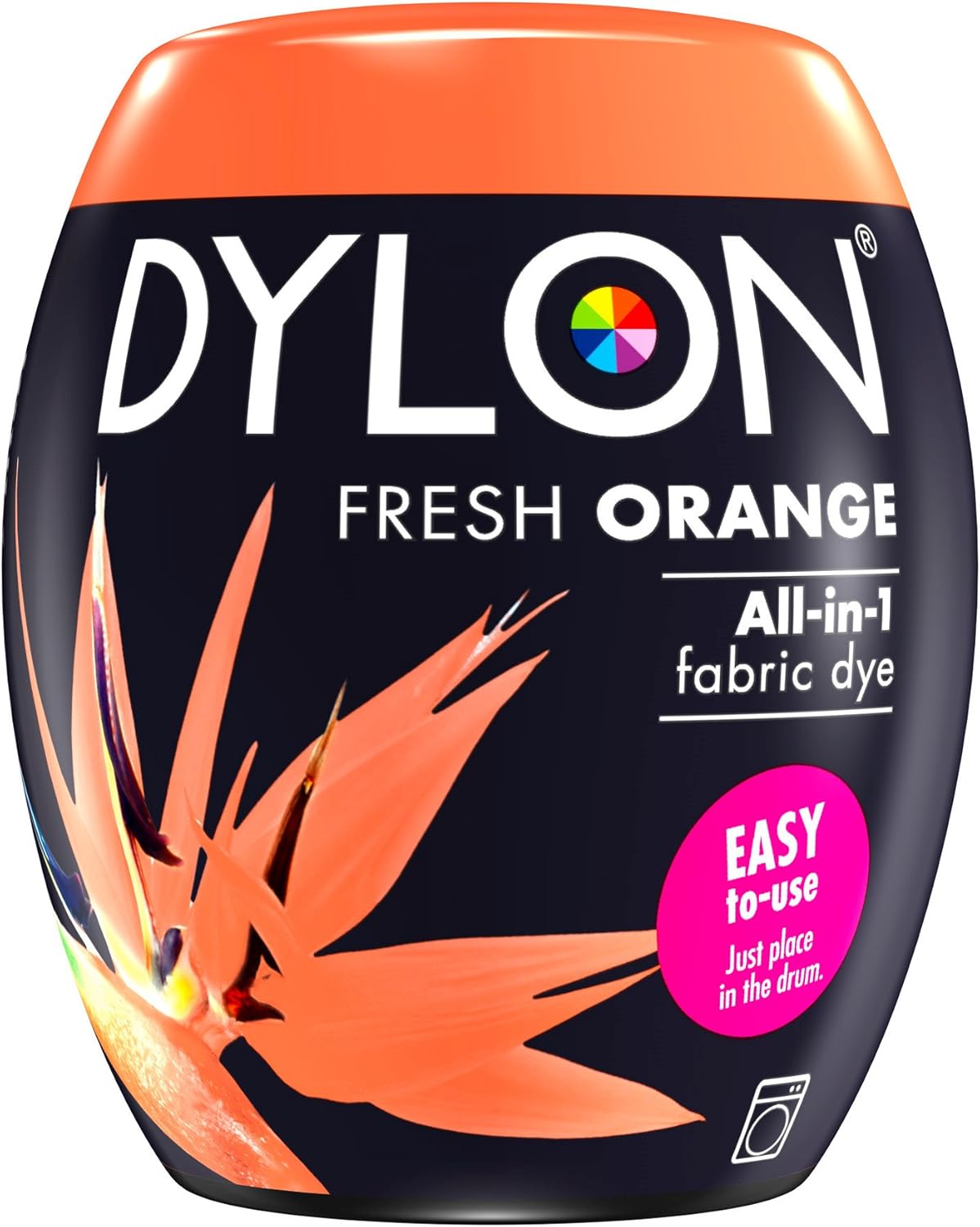 DYLON Waschmaschinen-Textilfarbstoff-Pod für Kleidung und Heimtextilien – Frisches Orange, 350 g